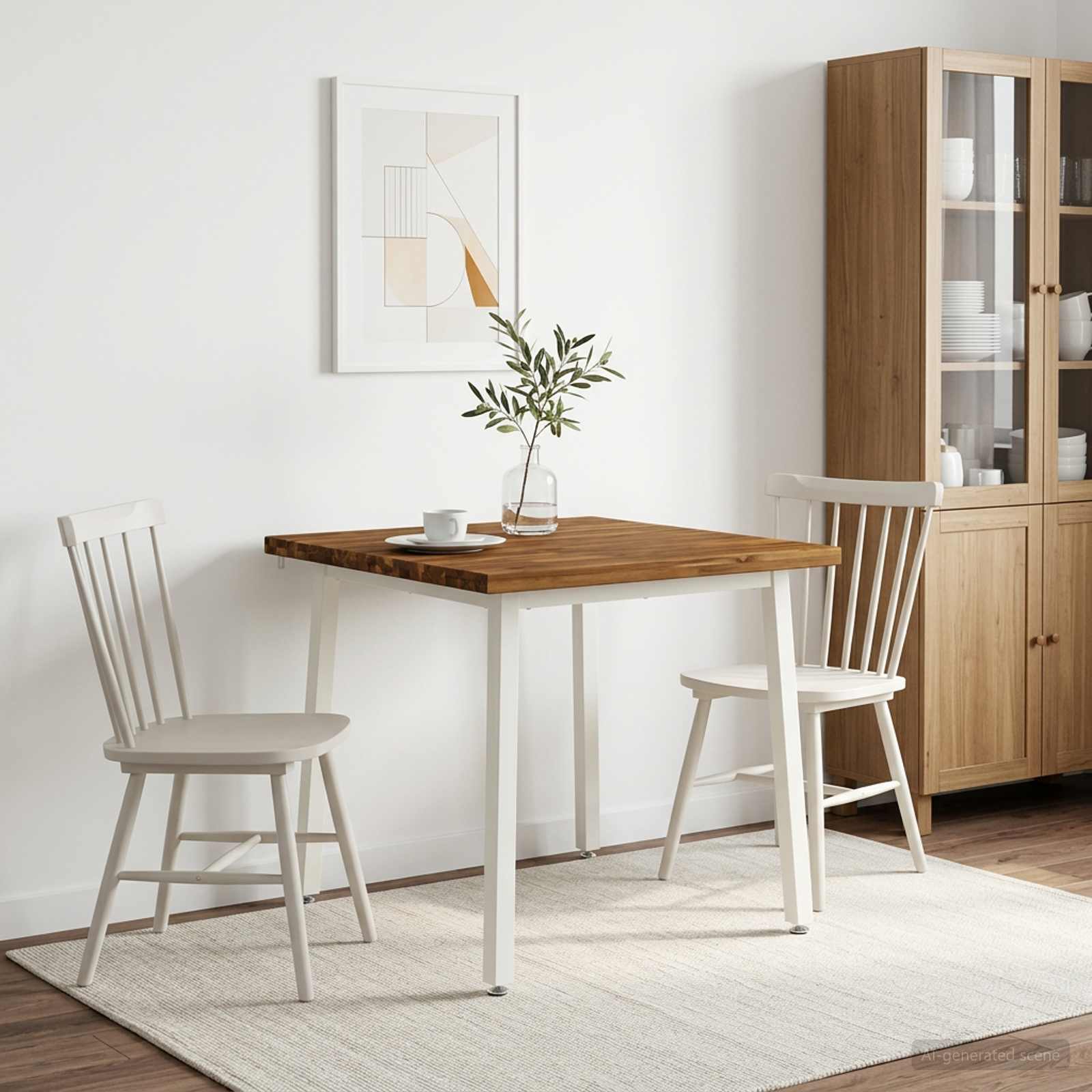 vidaXL 80 x 80 x 75 cm Στερεό Ξύλο Ακακίας Φυσικό και Λευκό τετράγωνο