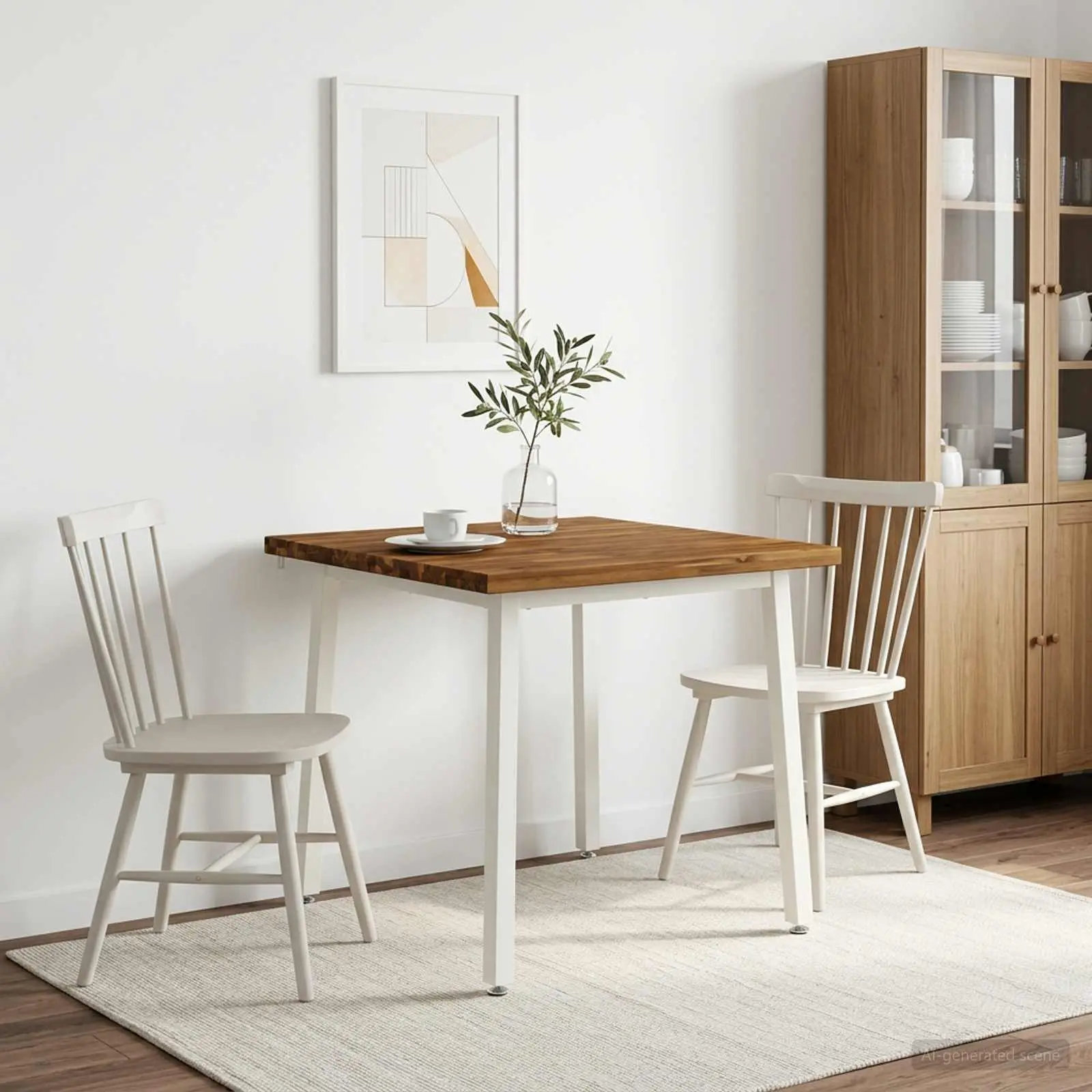 vidaXL 80 x 80 x 75 cm Στερεό Ξύλο Ακακίας Φυσικό και Λευκό τετράγωνο