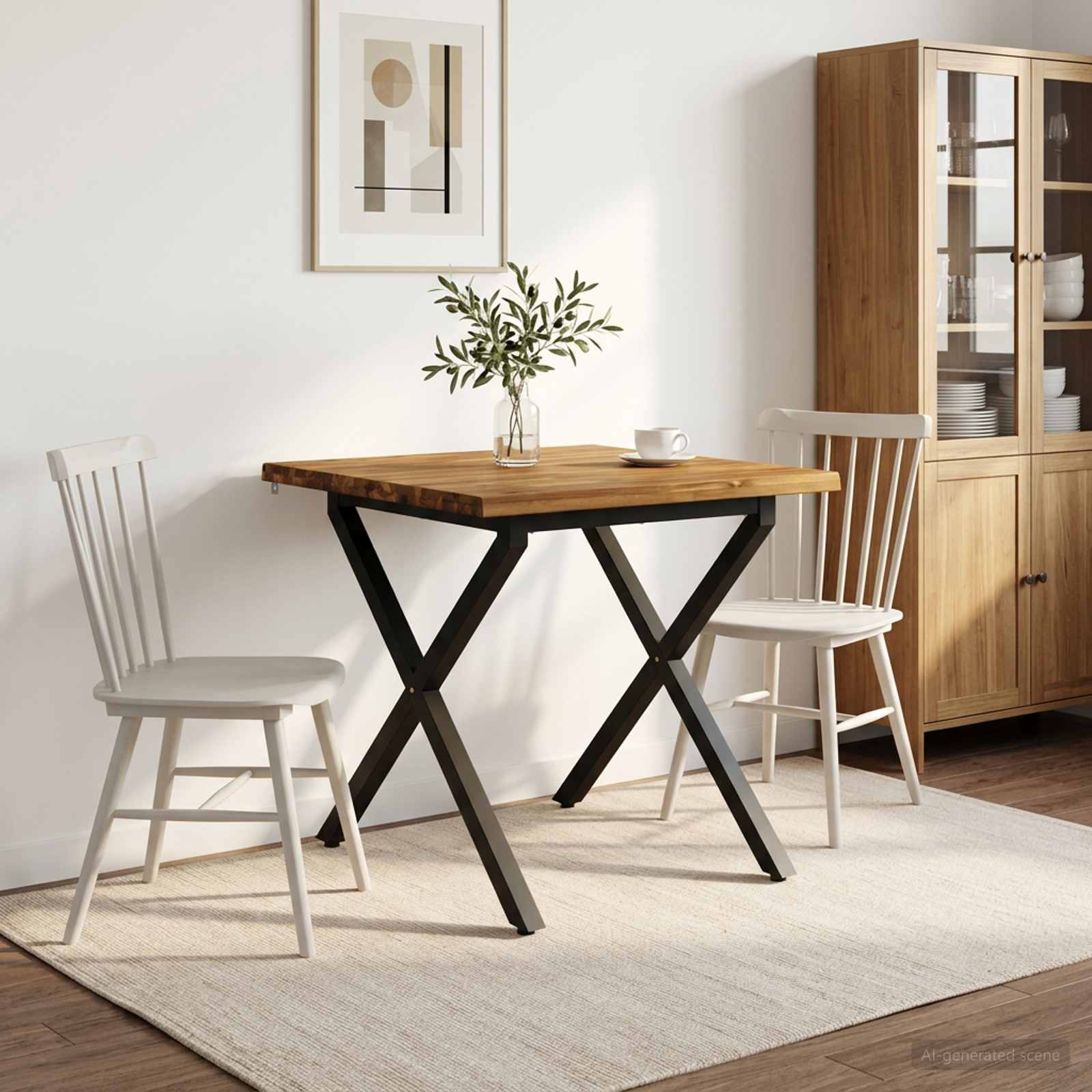 vidaXL 80 x 80 x 75 cm Στερεό Ξύλο Ακακίας Φυσικό και Μαύρο τετράγωνο