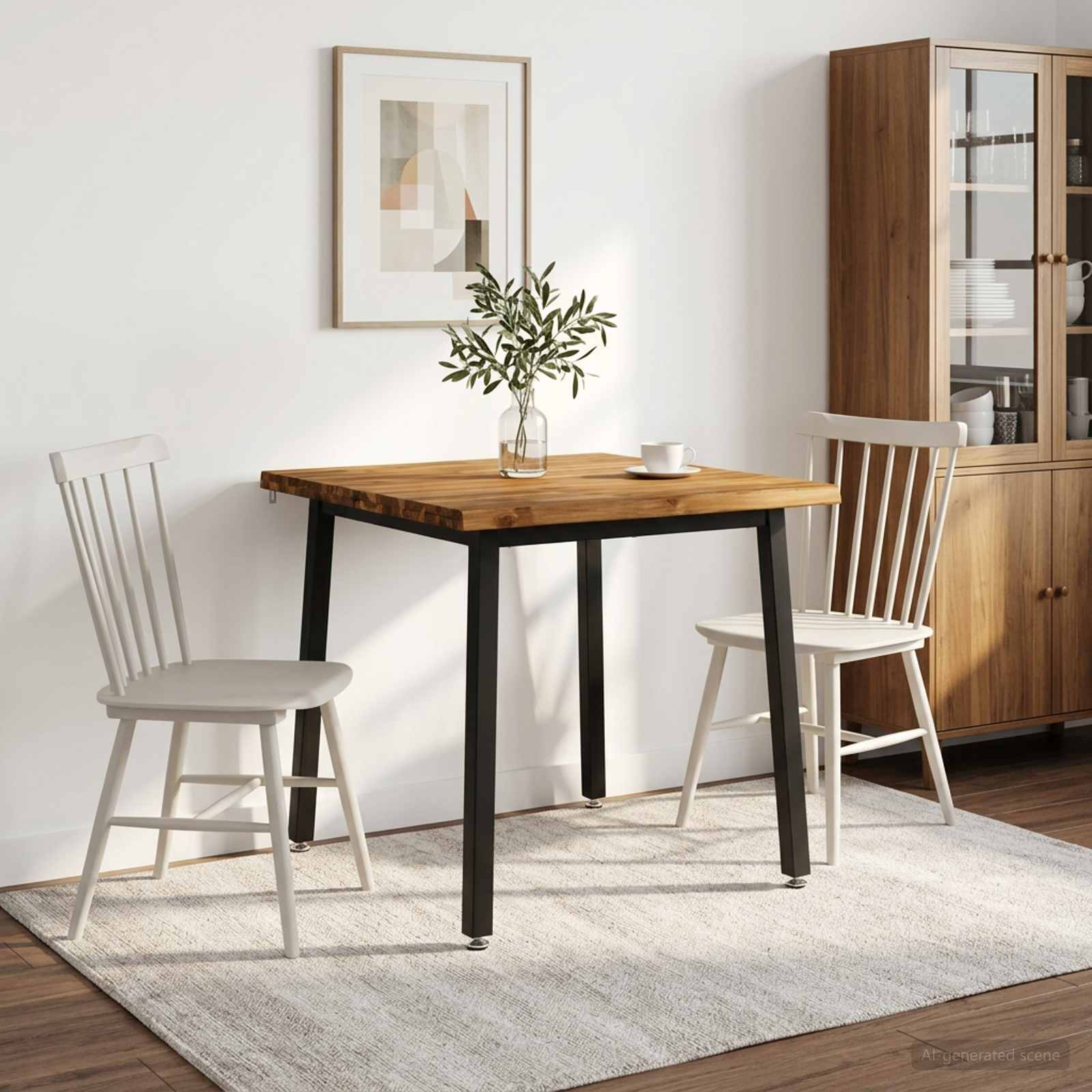 vidaXL 90 x 90 x 75 cm Στερεό Ξύλο Ακακίας Φυσικό και Μαύρο τετράγωνο