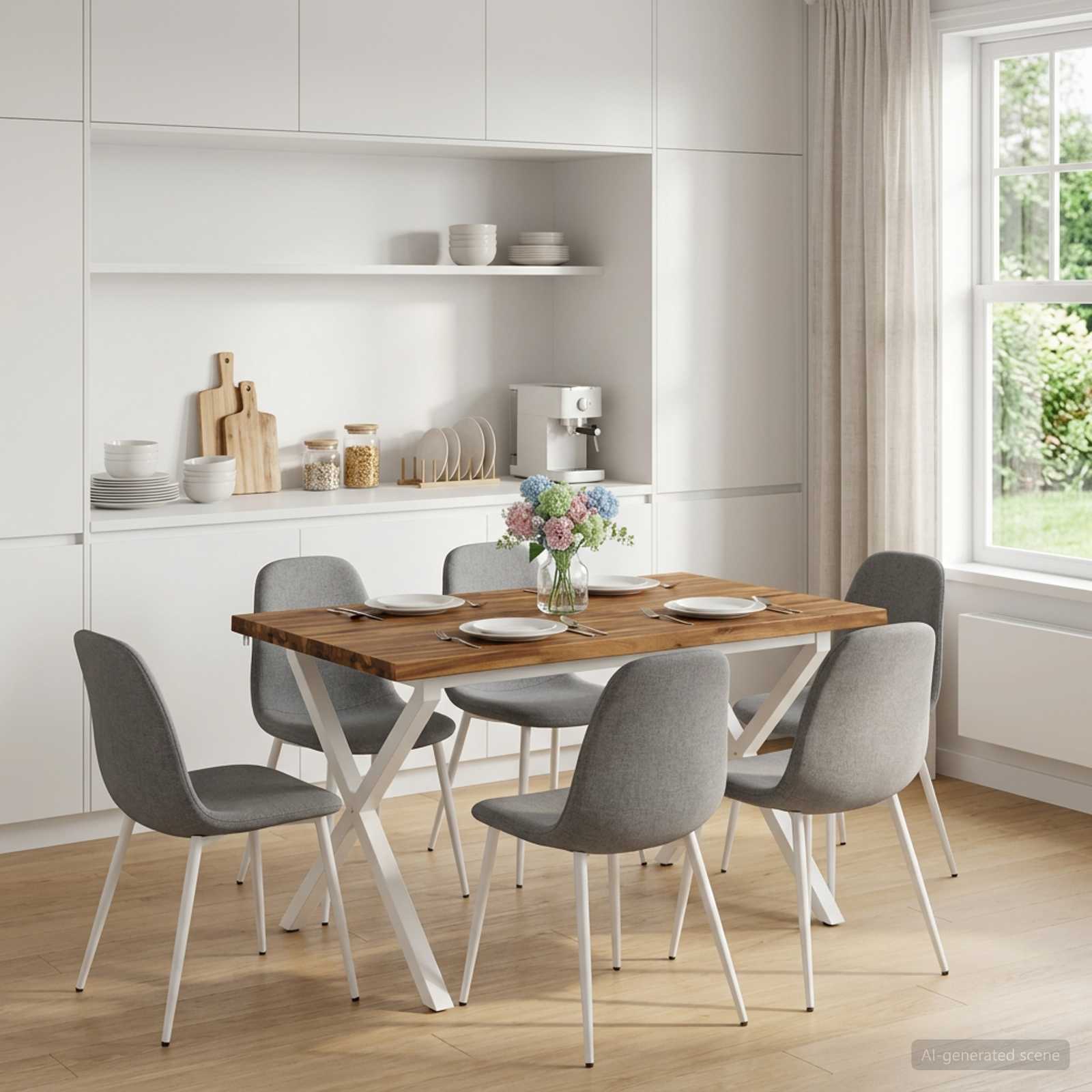 vidaXL 90 x 55 x 75 εκ. Στερεό Ξύλο Ακακίας Φυσικό και Λευκό