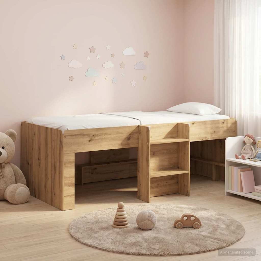 vidaXL Κρεβάτι Υψηλού Στυλ για Παιδιά Artisan Δρυς 90 x 200 cm