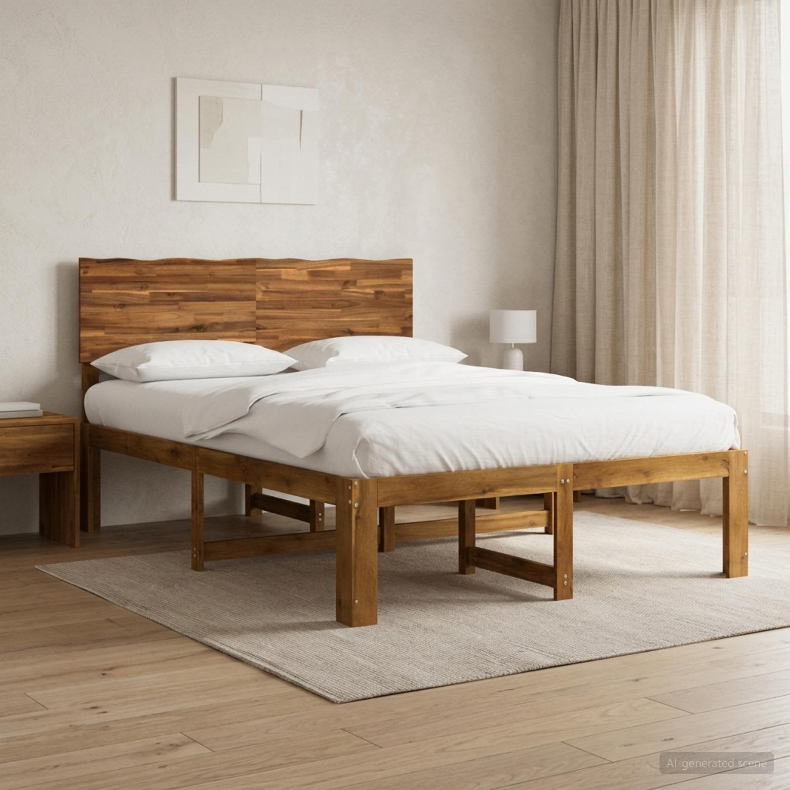 vidaXL Διπλό Κρεβάτι με Κεφαλάρι ROSTOCK Φυσικό 120 x 200 cm