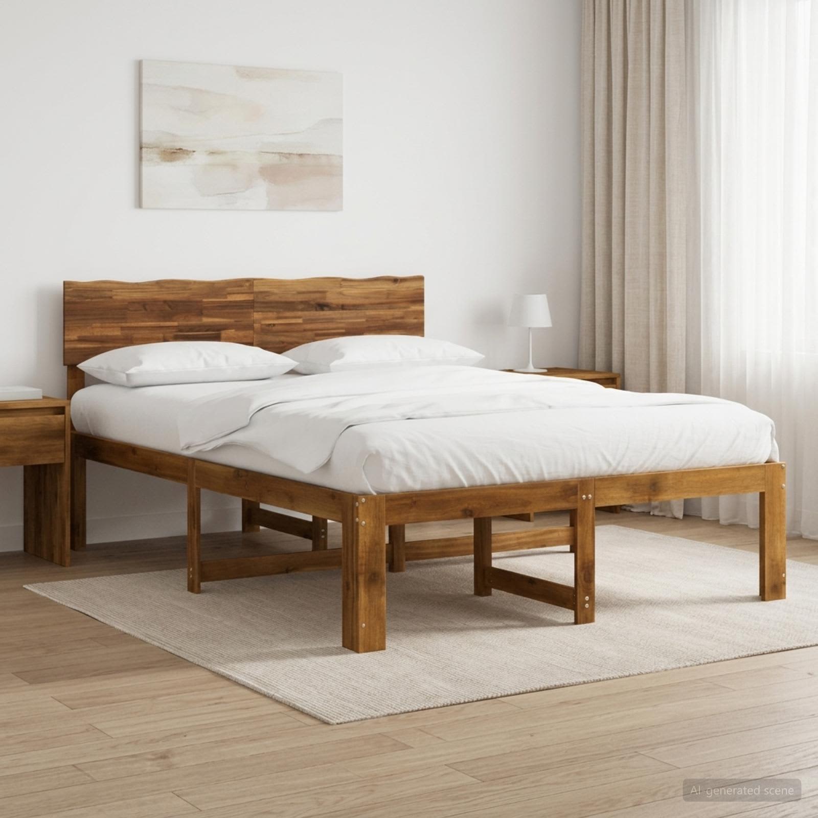 vidaXL Διπλό Κρεβάτι με Κεφαλάρι ROSTOCK Φυσικό 120 x 190 cm