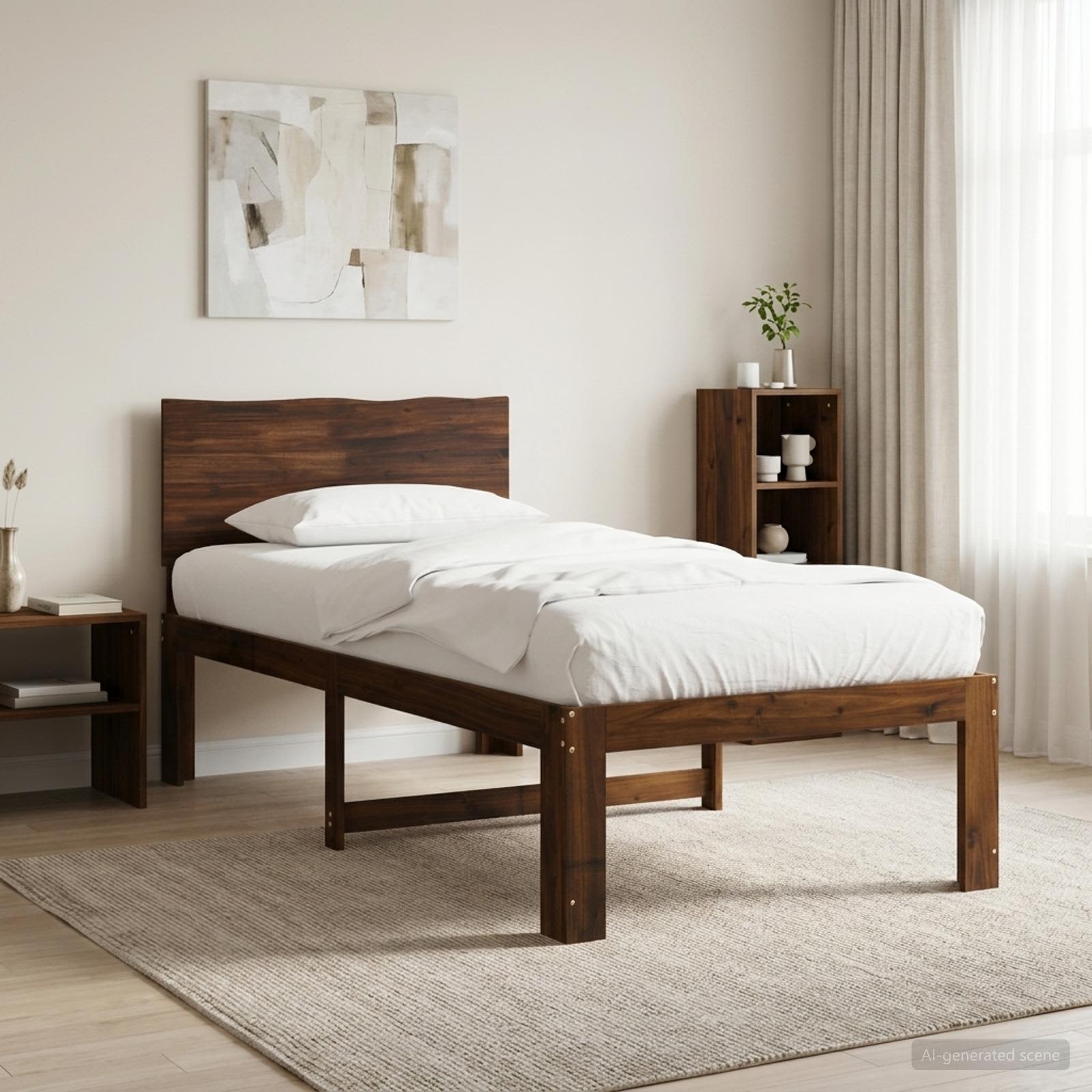 vidaXL Μονό Κρεβάτι με Κεφαλάρι ROSTOCK Σκούρο Καφέ 75 x 190 cm