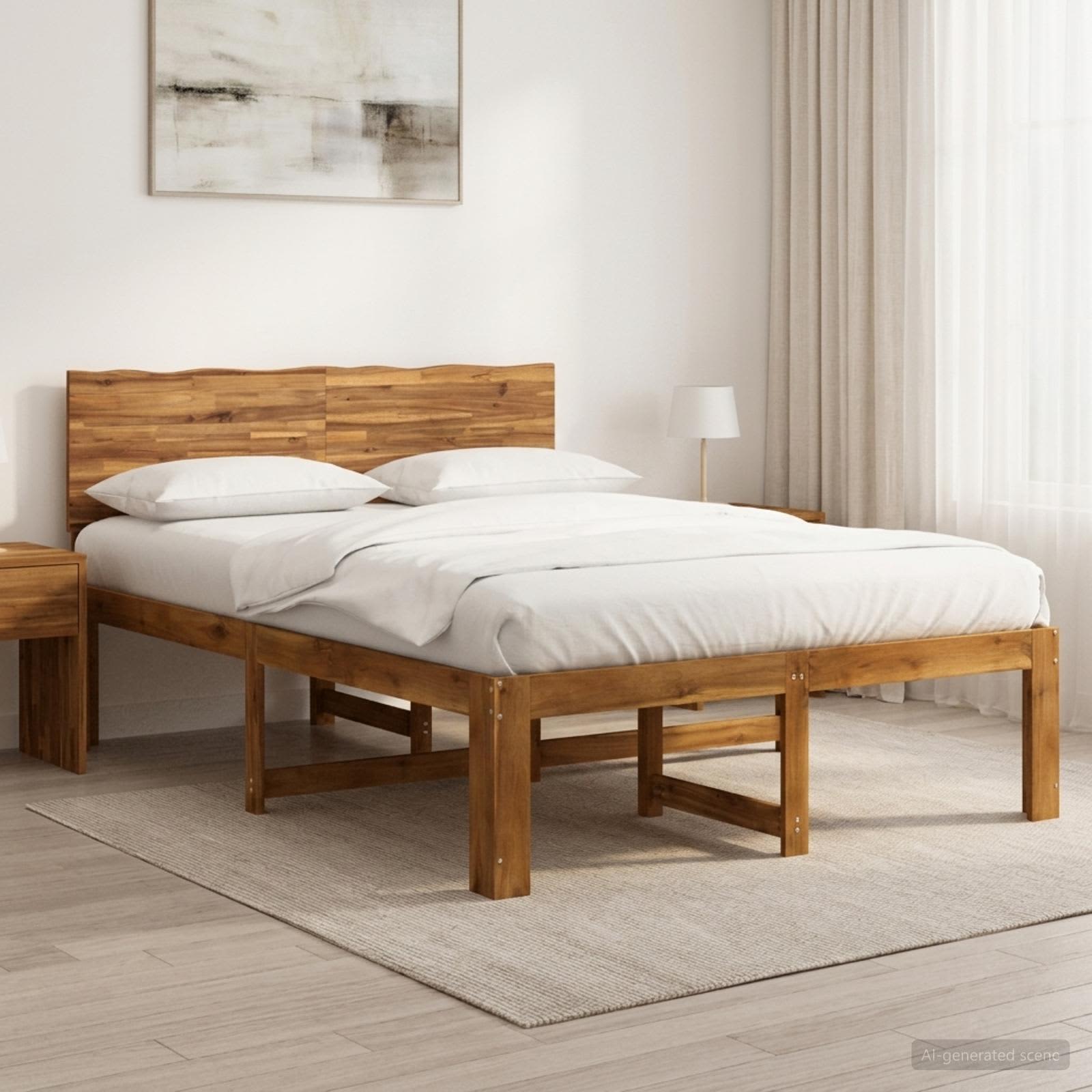 vidaXL Διπλό Κρεβάτι με Κεφαλάρι ROSTOCK Φυσικό 120 x 190 cm