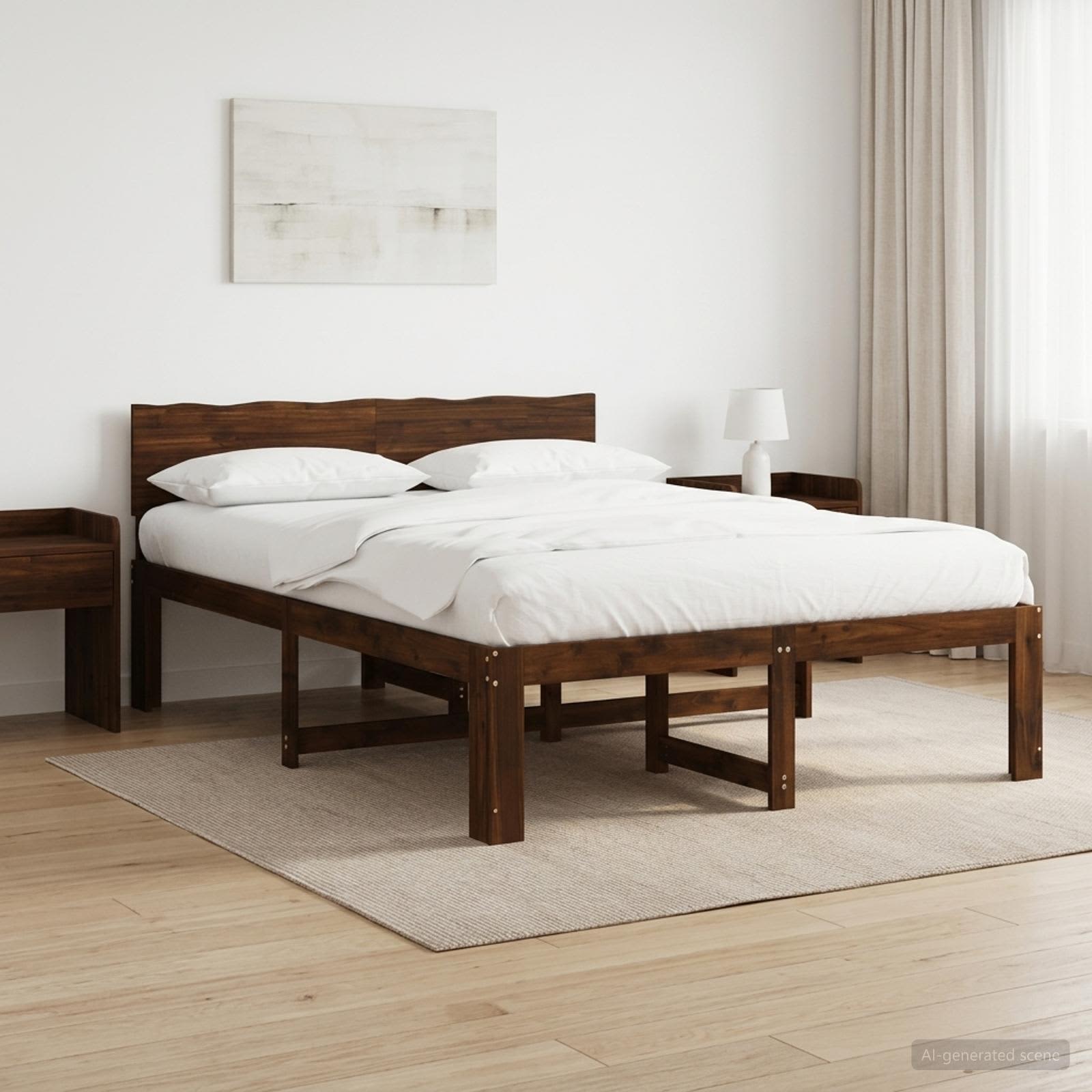 vidaXL Διπλό Κρεβάτι με Κεφαλάρι ROSTOCK Σκούρο Καφέ 135 x 190 cm