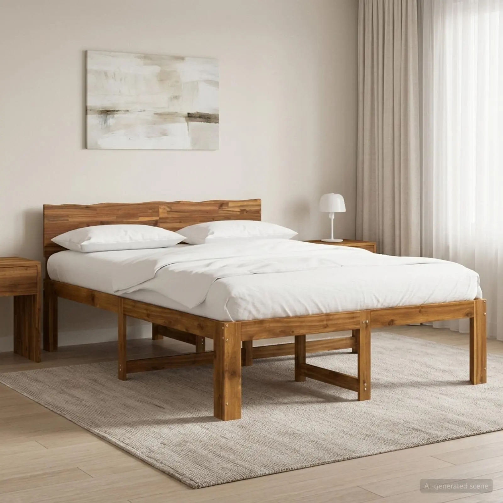 vidaXL Διπλό Κρεβάτι με Κεφαλάρι ROSTOCK Φυσικό 140 x 190 cm