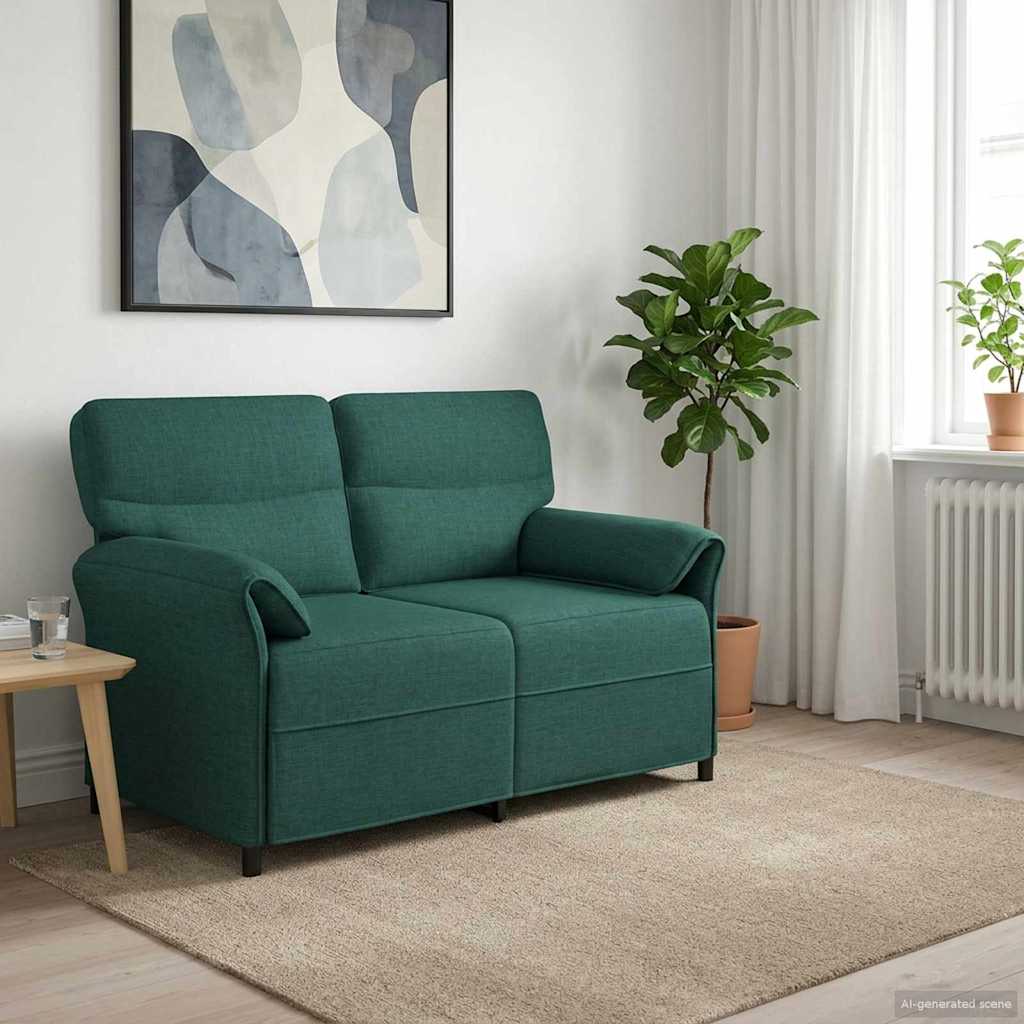 vidaXL Καναπές 2 ατόμων 2-θέσιο Σκούρο Πράσινο 138 x 83 x 95 εκ Ύφασμα