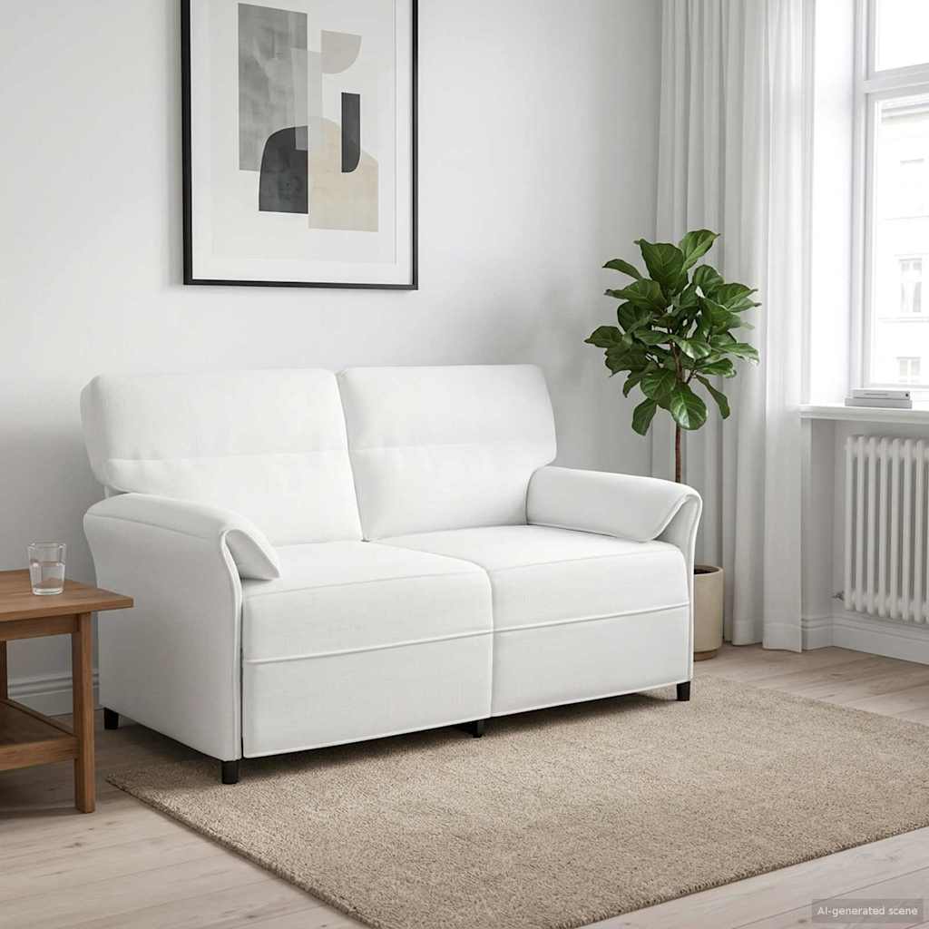 vidaXL Καναπές 2 ατόμων 2-θέσιο Λευκό 158 x 83 x 95 εκ Ύφασμα