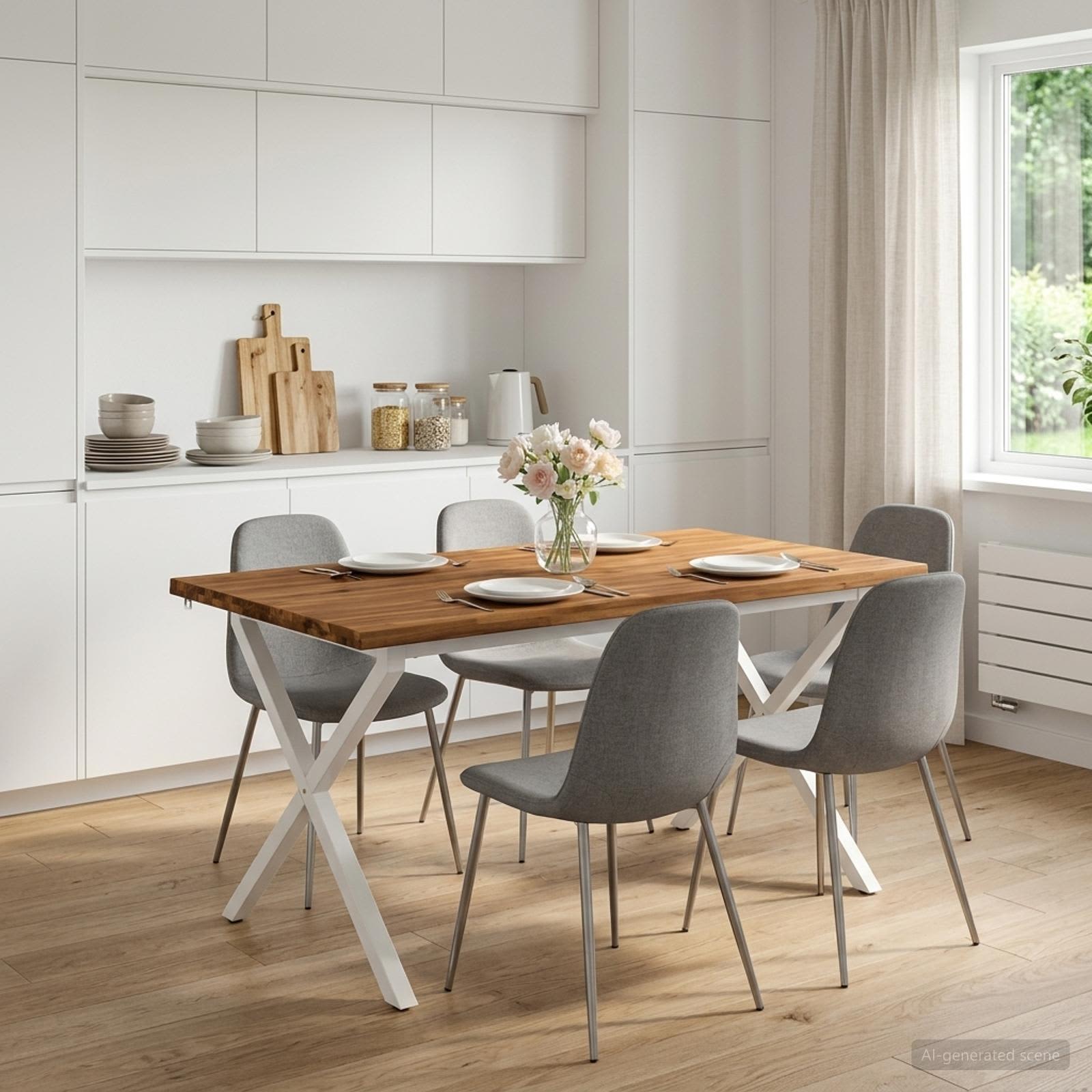 vidaXL Τραπέζι Φαγητού με Ζωντανό Χείλος 140 x 80 x 75 cm Φυσικό