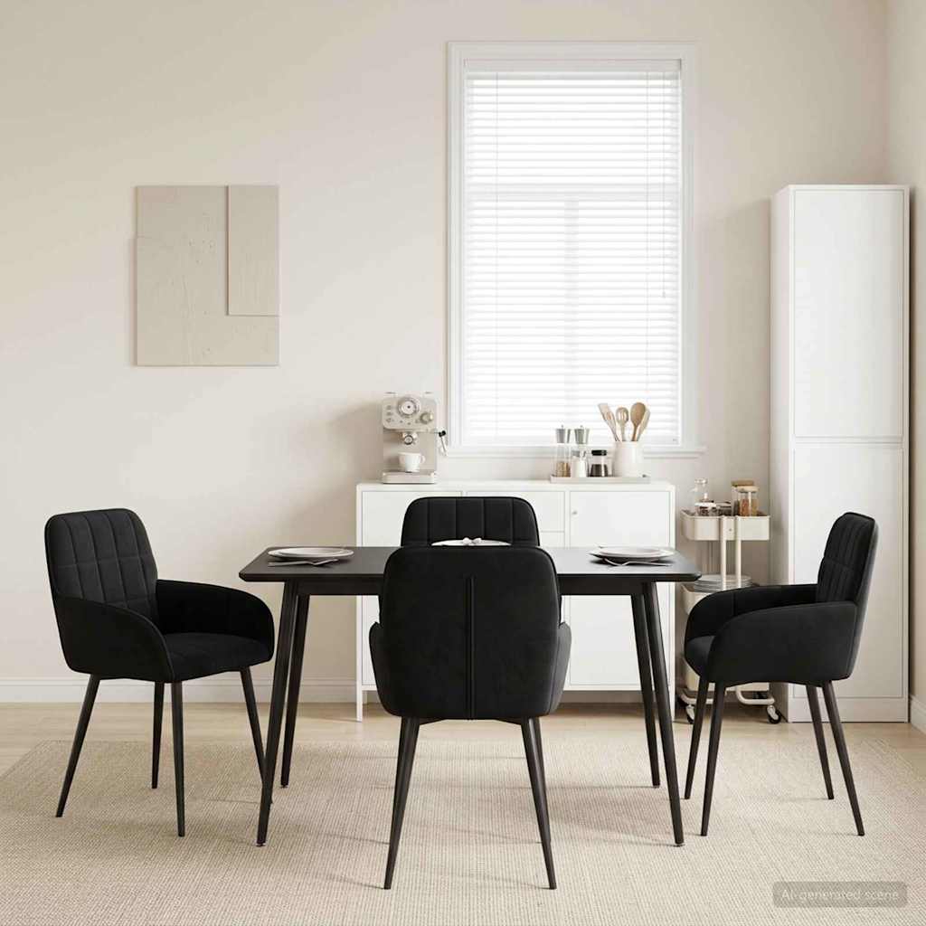 vidaXL Καρέκλες φαγητού 4 τμχ. Βελούδο Μαύρο 56,5 x 50 x 85 εκ.