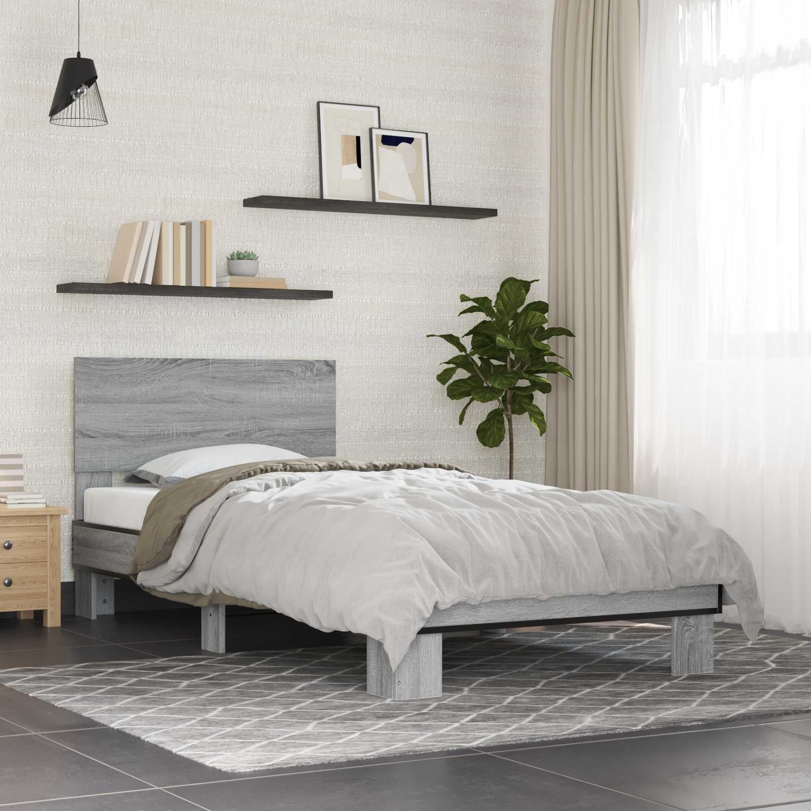 vidaXL Κρεβάτι με Κεφαλάρι Γκρι Sonoma 80 x 200 cm Επεξεργασμένο Ξύλο