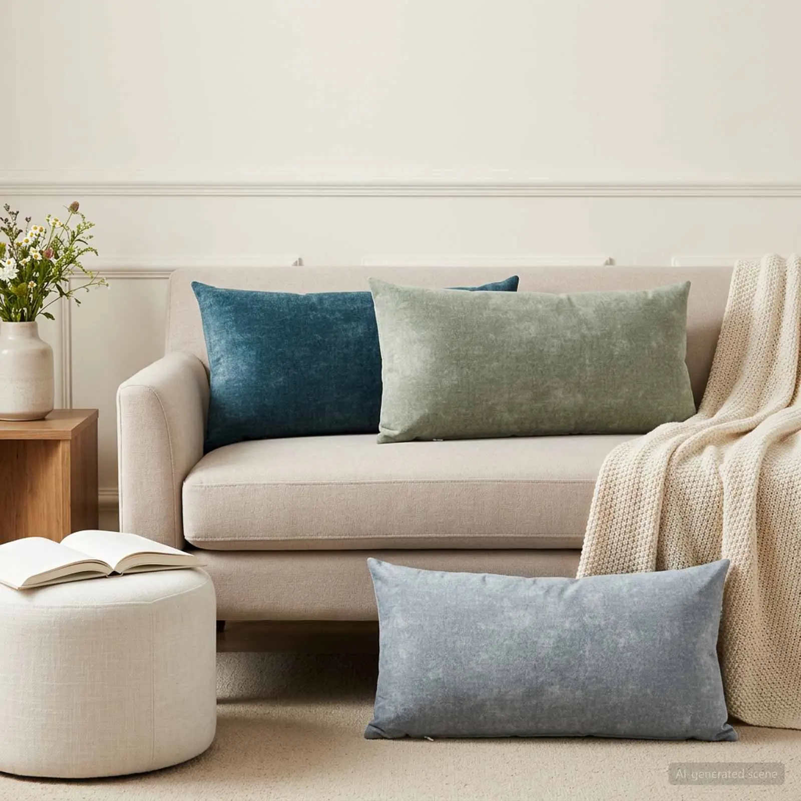vidaXL Μαξιλάρι 6 τμχ. HEERLEN Γαλάζιο 40 x 70 cm Ύφασμα Chenille