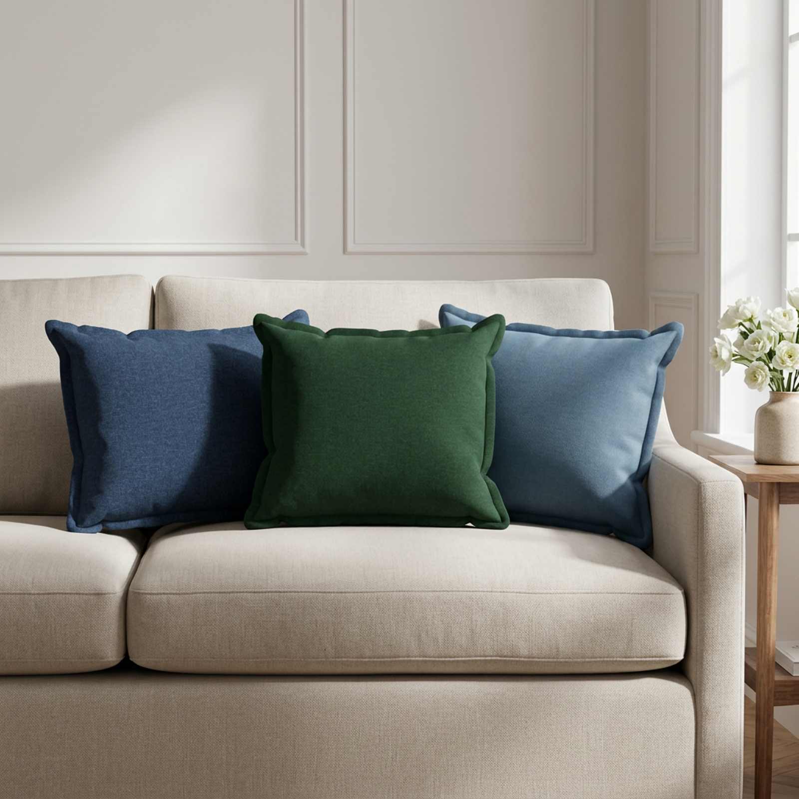 vidaXL Μαξιλάρι με μαξιλάρι HOUTEN 6 τεμ. Μπλε Ψεύτικο Λινό