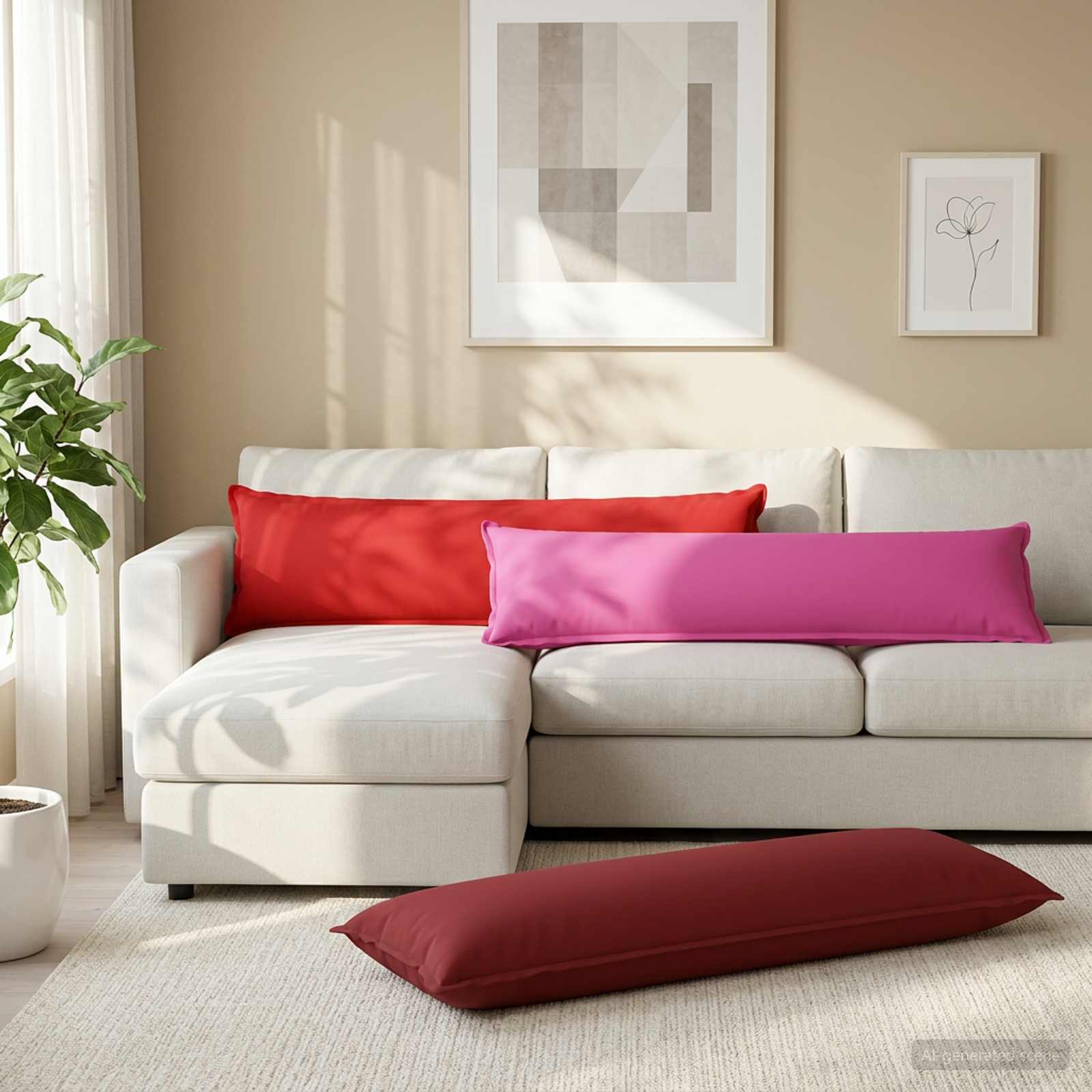 vidaXL Μαξιλάρι με μαξιλάρι HOUTEN 2 τμχ. Κόκκινο Πολυεστέρας