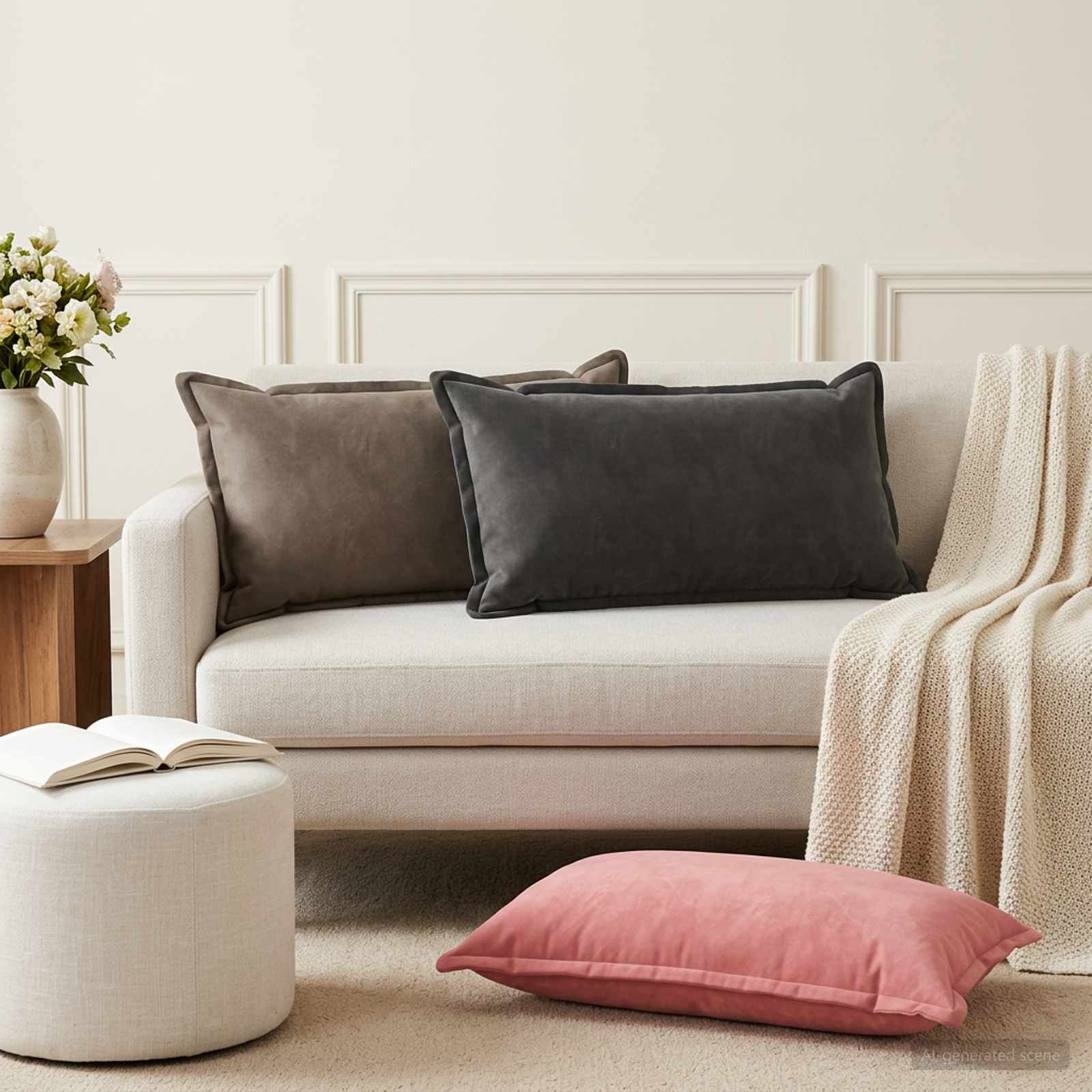vidaXL Μαξιλάρι με μαξιλάρι HOUTEN 2 τμχ. Ροζ Βελούδο