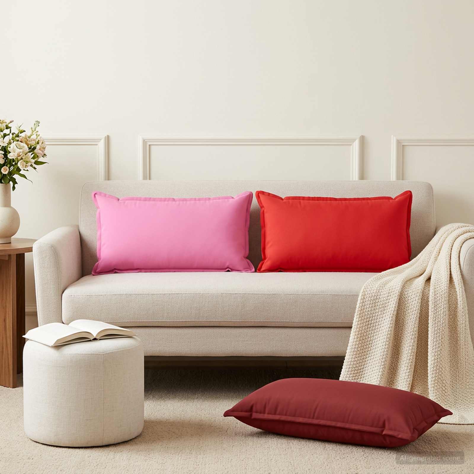vidaXL Μαξιλάρι με μαξιλάρι HOUTEN 6 τμχ. Ροζ Πολυεστέρας