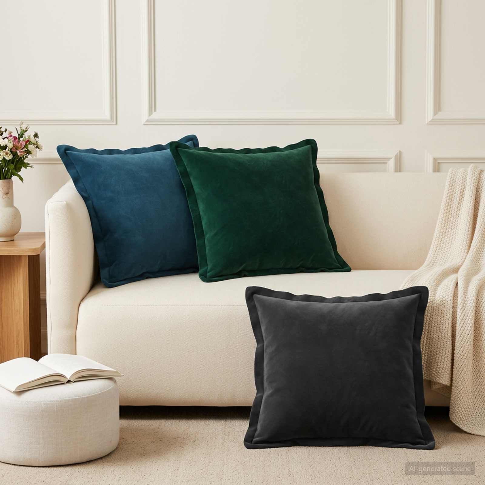 vidaXL Μαξιλάρι με μαξιλάρι HOUTEN 2 τμχ. Σκούρο Πράσινο Βελούδο