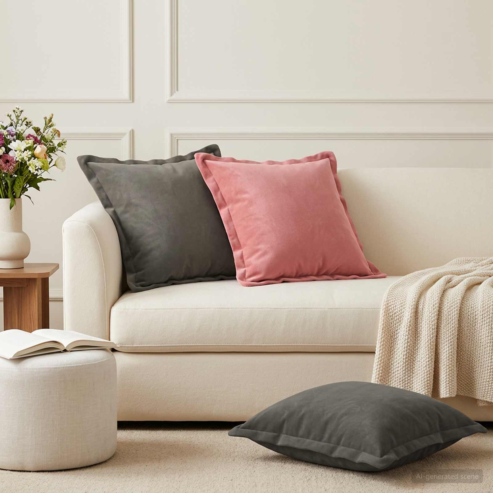 vidaXL Μαξιλάρι με μαξιλάρι HOUTEN 6 τμχ. Ανοιχτό γκρι Βελούδο