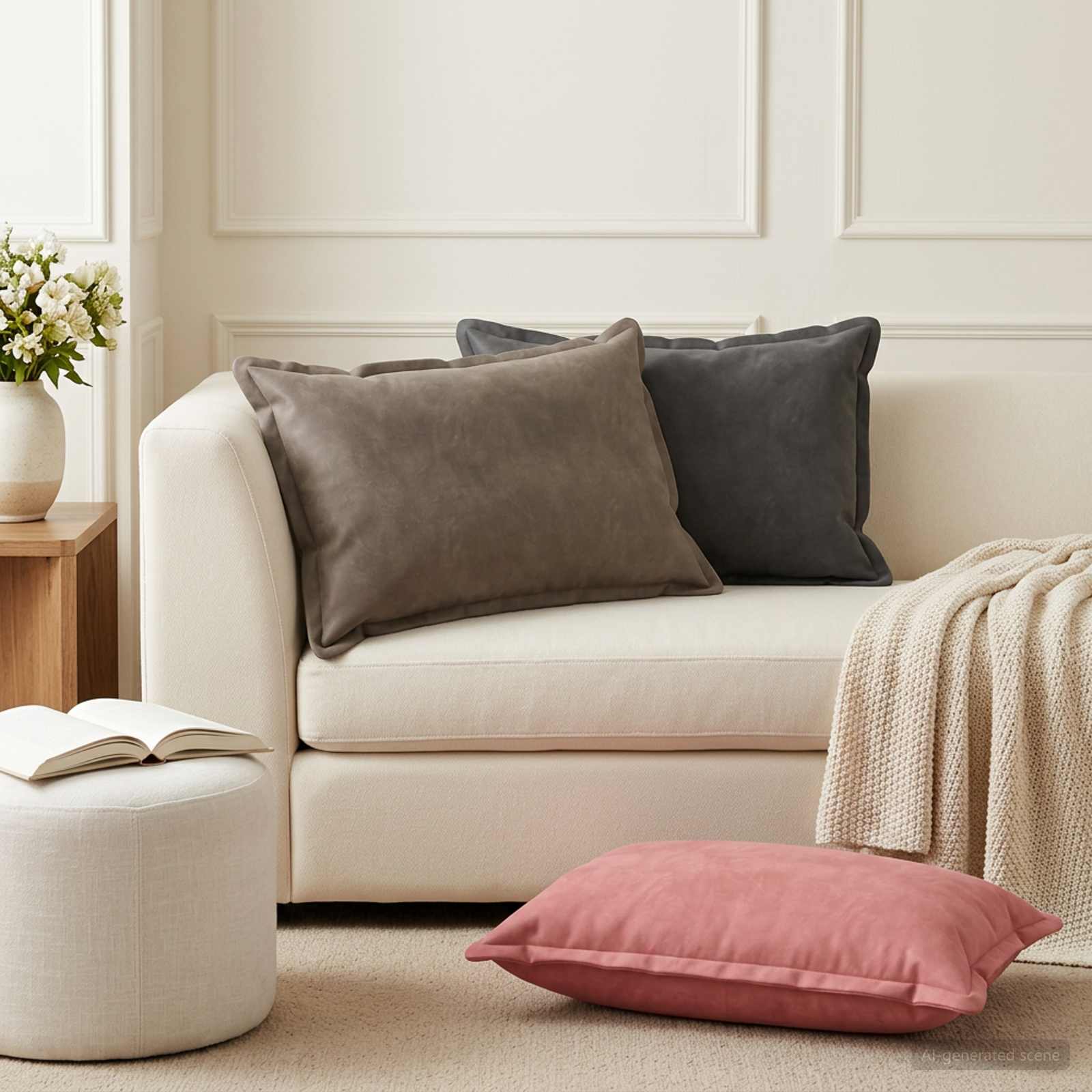 vidaXL Μαξιλάρι με μαξιλάρι HOUTEN 2 τμχ. Ανοιχτό γκρι Βελούδο