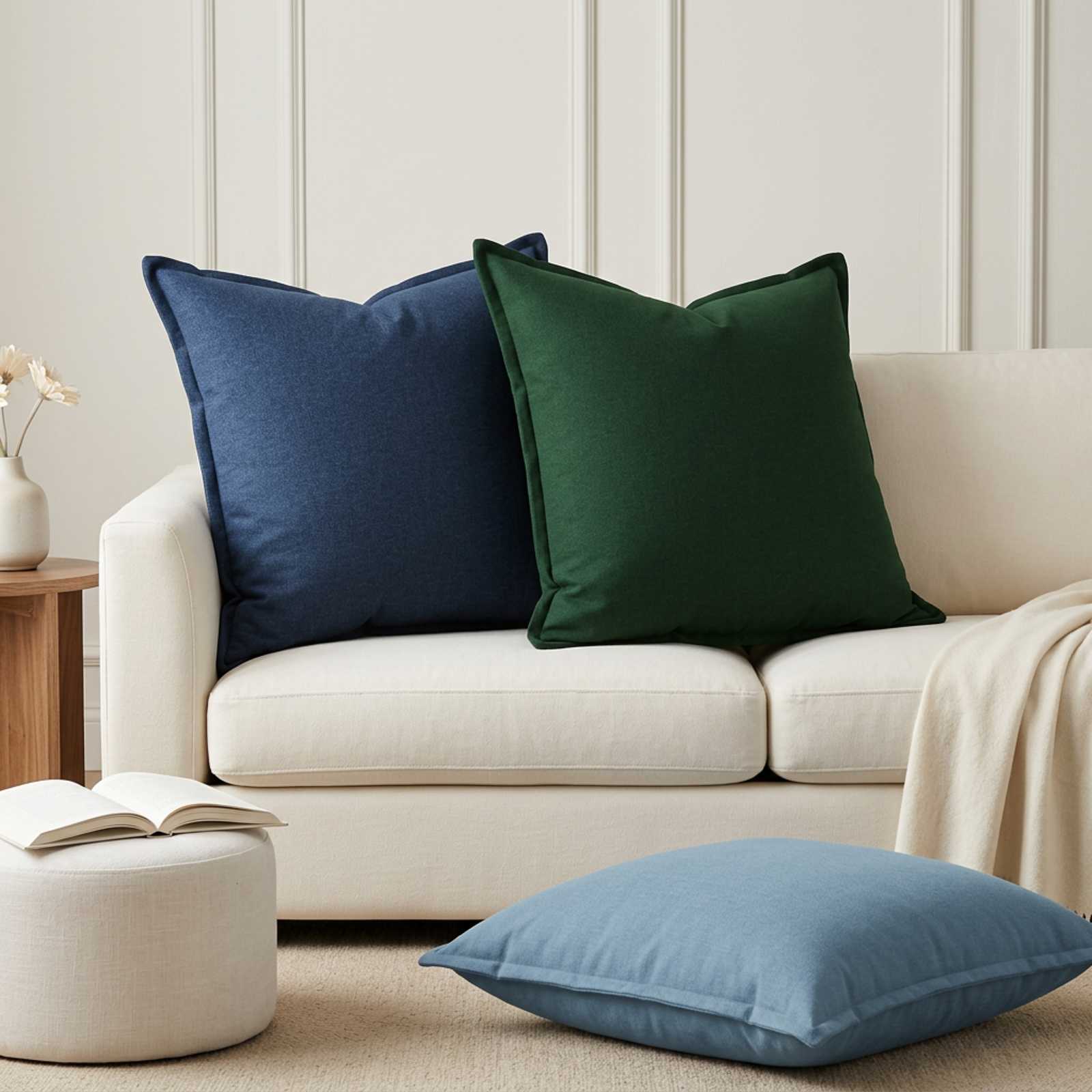 vidaXL Μαξιλάρι με μαξιλάρι HOUTEN 2 τεμ. Σκούρο Πράσινο Ψεύτικο Λινό