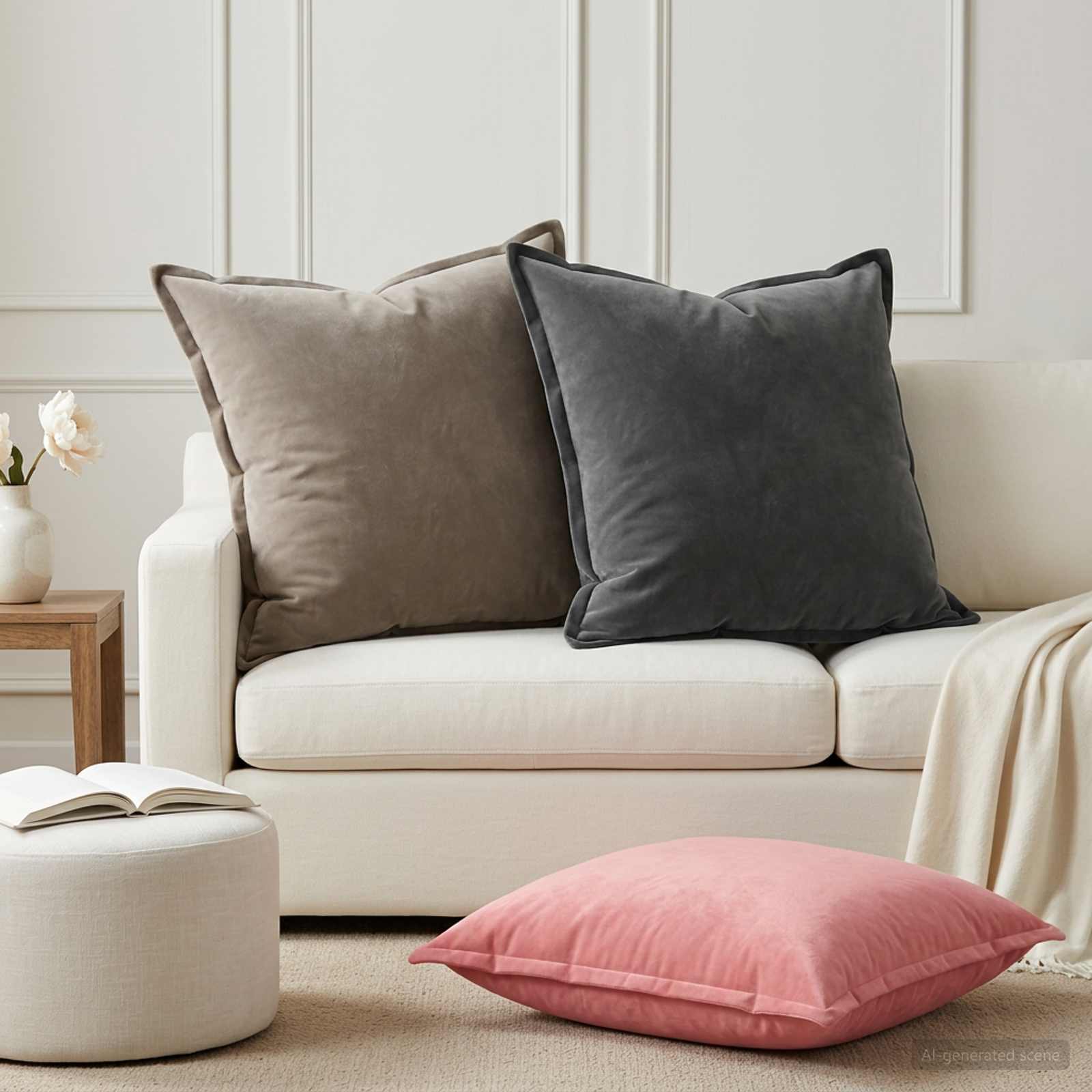 vidaXL Μαξιλάρι με μαξιλάρι HOUTEN 2 τμχ. Ανοιχτό γκρι Βελούδο
