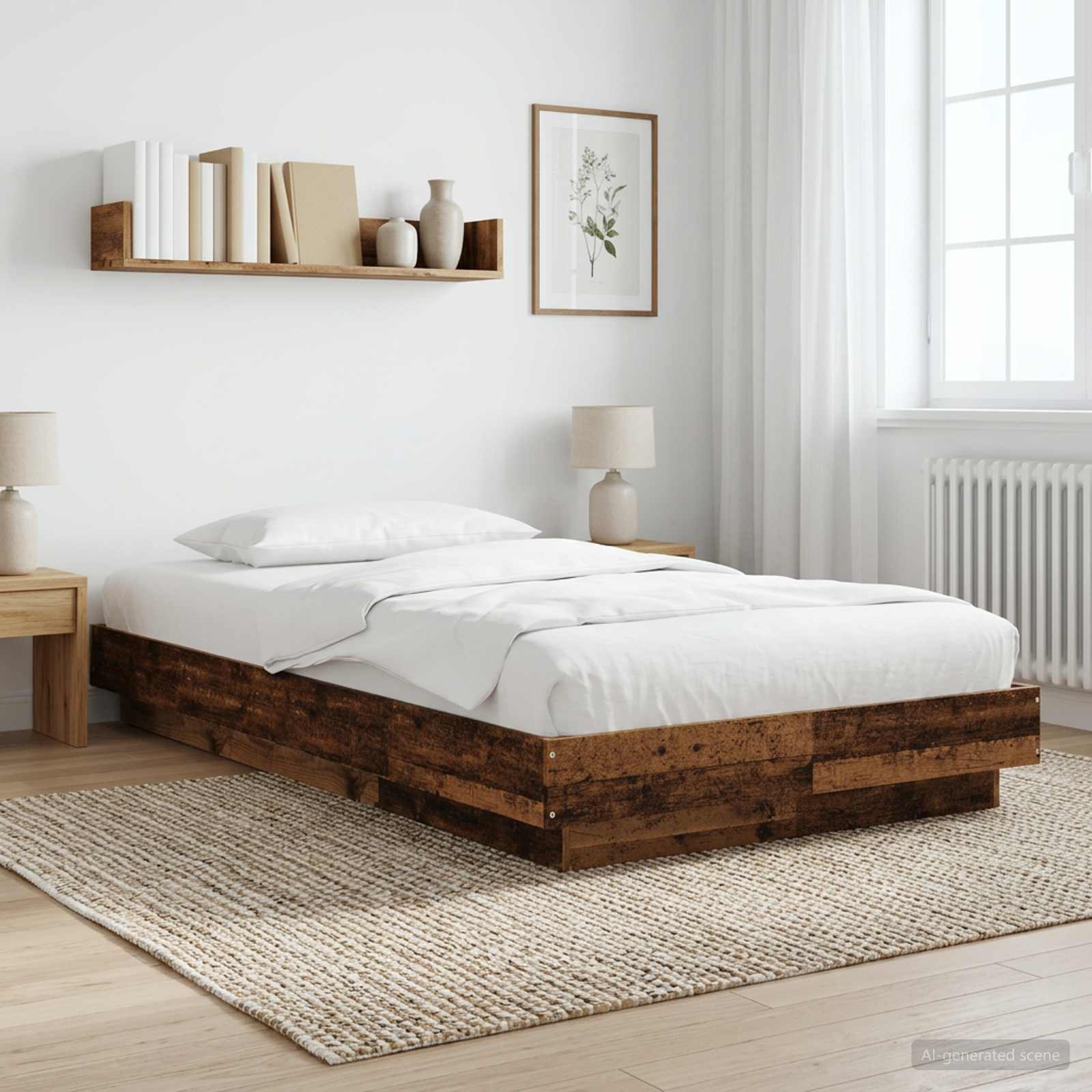 vidaXL Κρεβάτι δαπέδου Παλαιωμένο ξύλο 80 x 210 cm Επεξεργασμένο Ξύλο