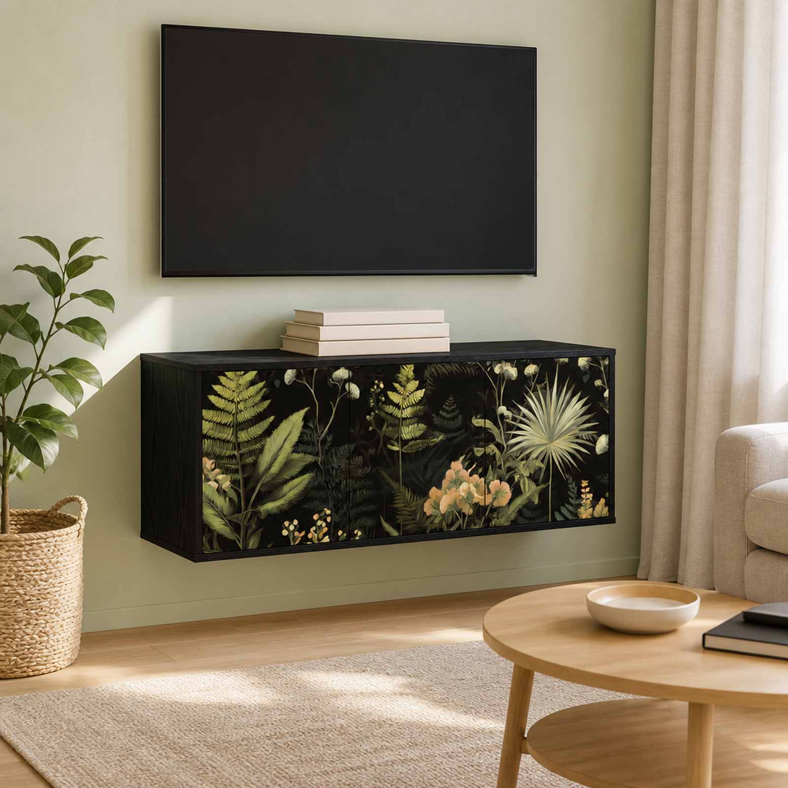 vidaXL Κρεμαστός θρανίο τηλεόρασης RHENEN 102 x 33 x 40 εκ. Μαύρη Δρυς
