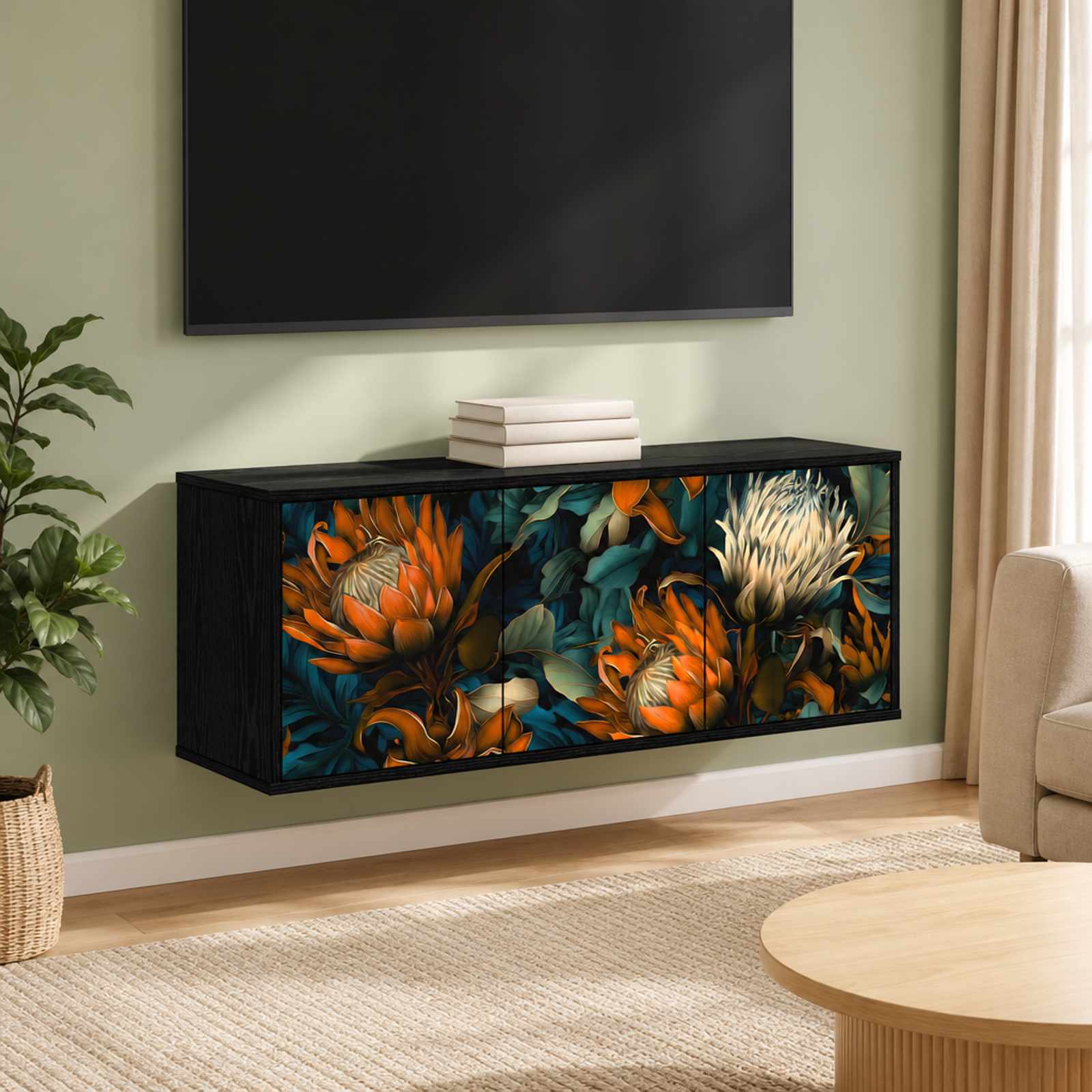 vidaXL Κρεμαστός θρανίο τηλεόρασης LOCHEM 102 x 33 x 40 εκ. Μαύρη Δρυς