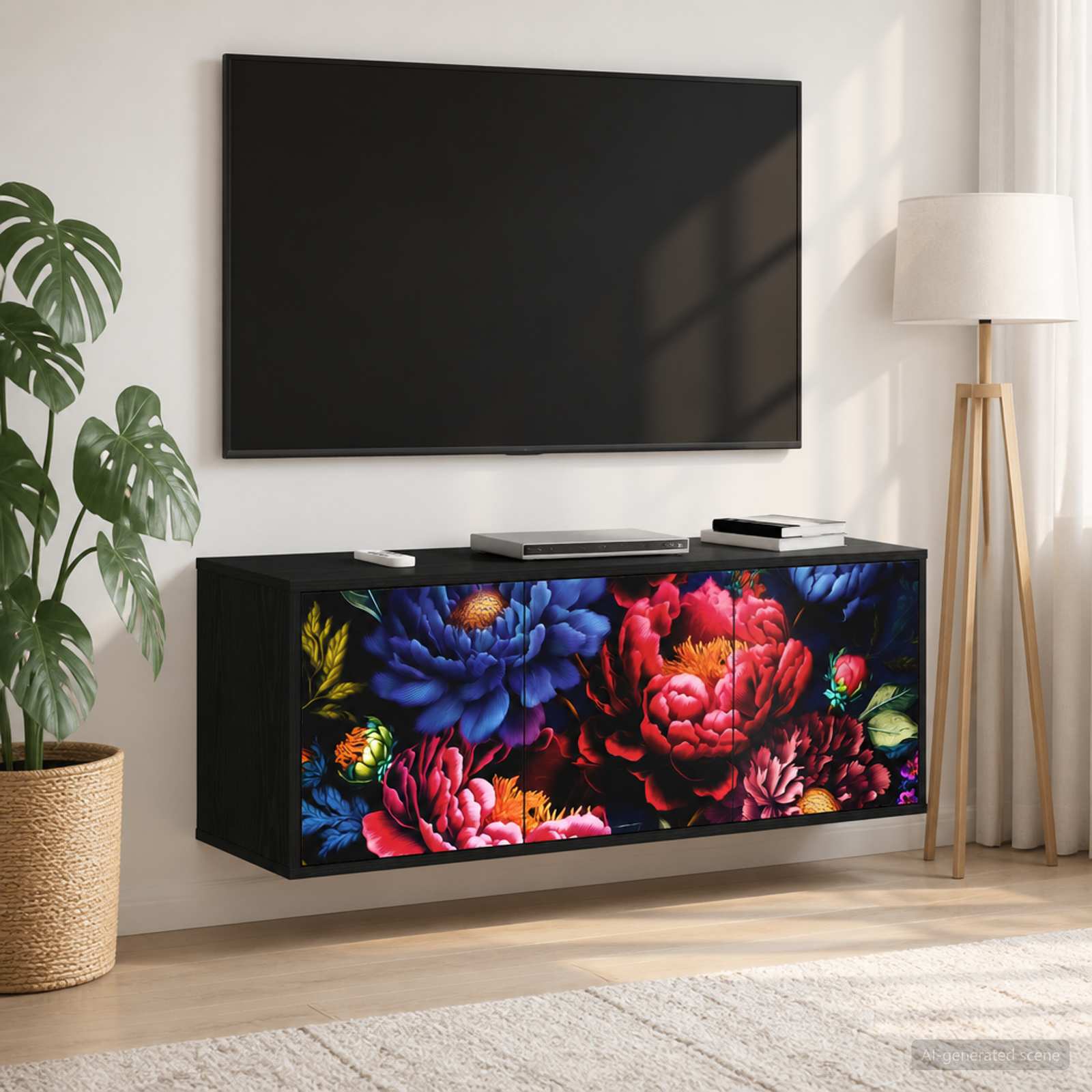 vidaXL Κρεμαστός θρανίο τηλεόρασης KIEL 102 x 33 x 40 εκ. Μαύρη Δρυς