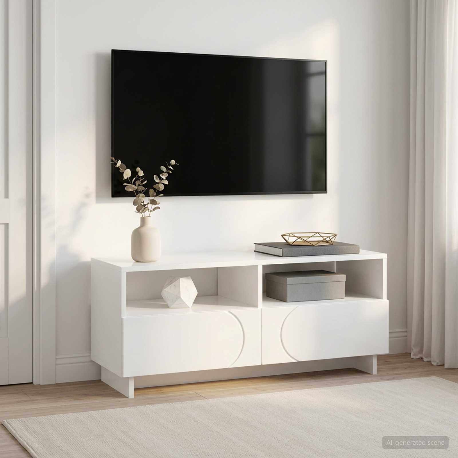 vidaXL Βάση TV 90 x 34.5 x 40 cm Γυαλιστερό Λευκό Επεξεργασμένο Ξύλο