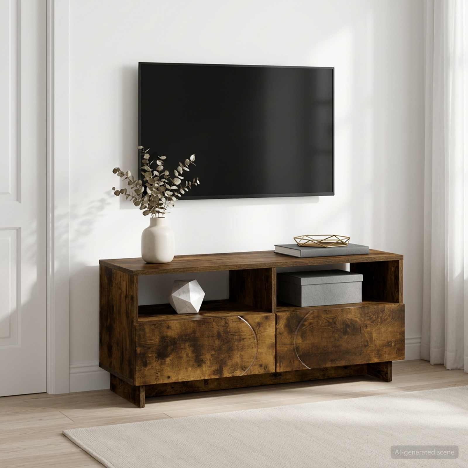vidaXL Βάση TV 90 x 34,5 x 40 cm Καπνισμένο Ξύλο Δρυός