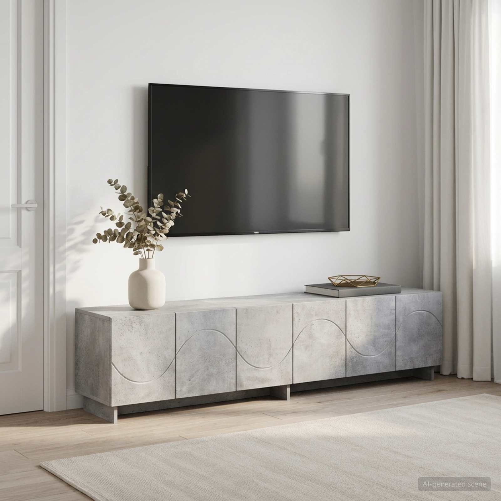 vidaXL Βάση TV 180 x 34,5 x 40 cm Γκρι Σκυροδέματος Επεξεργασμένο Ξύλο