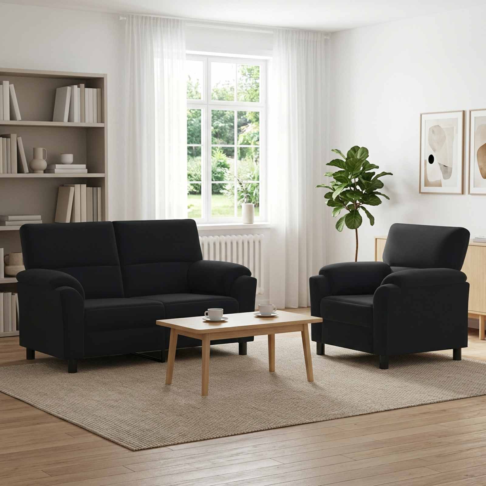 vidaXL Σετ Καναπέ 2 pcs Μαύρο Βελούδο