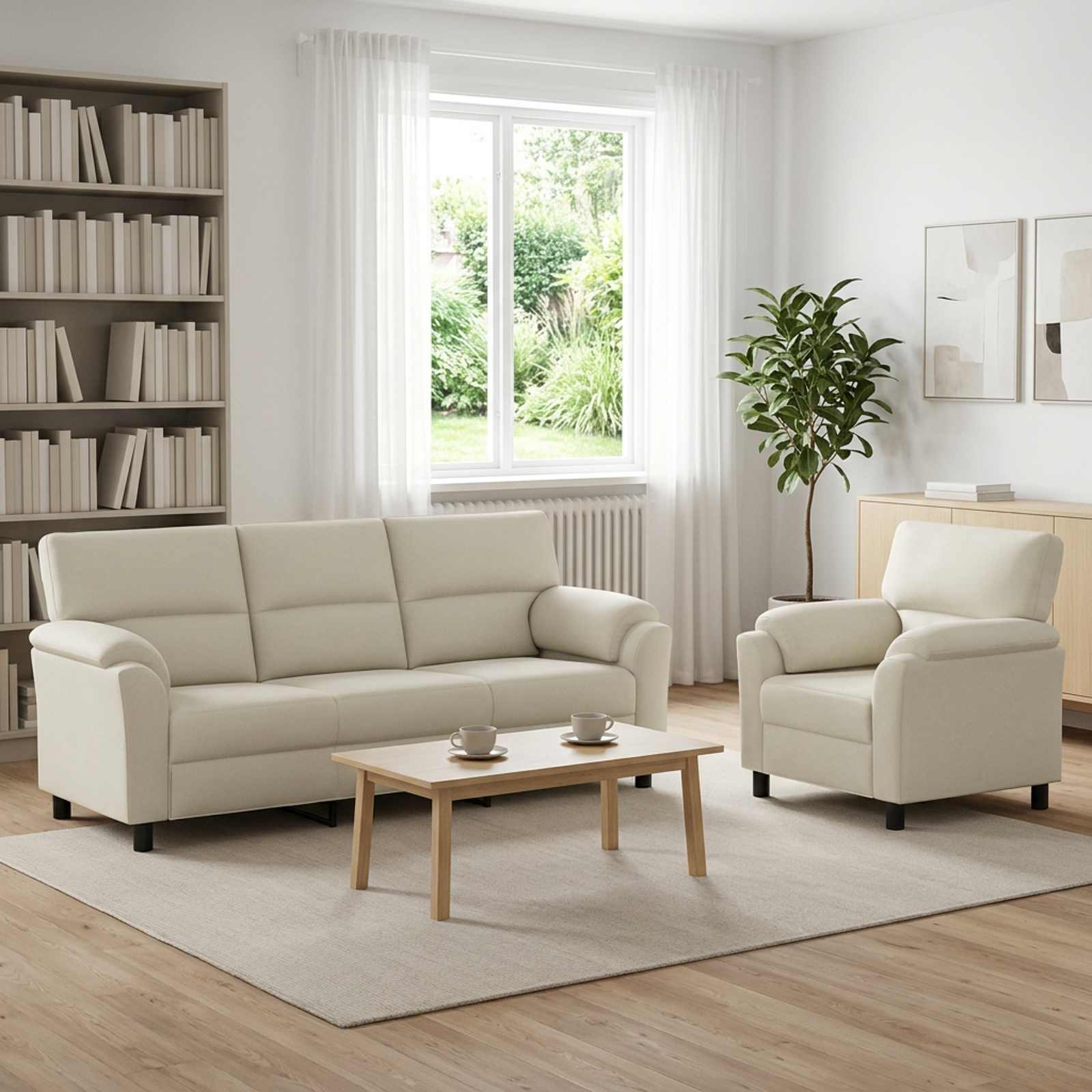 vidaXL Σετ Καναπέ 2 pcs Κρεμ Βελούδο