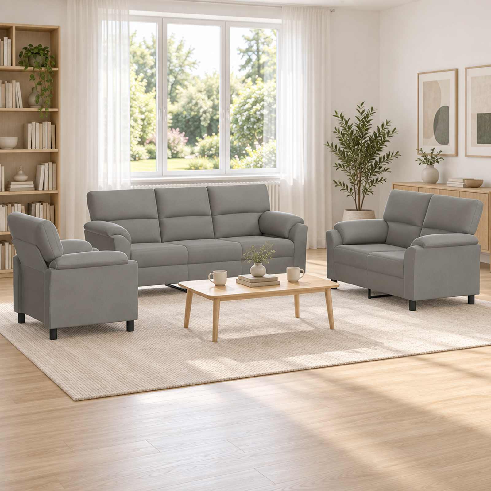 vidaXL Σετ Καναπέ 3 pcs Ανοιχτό γκρι Βελούδο