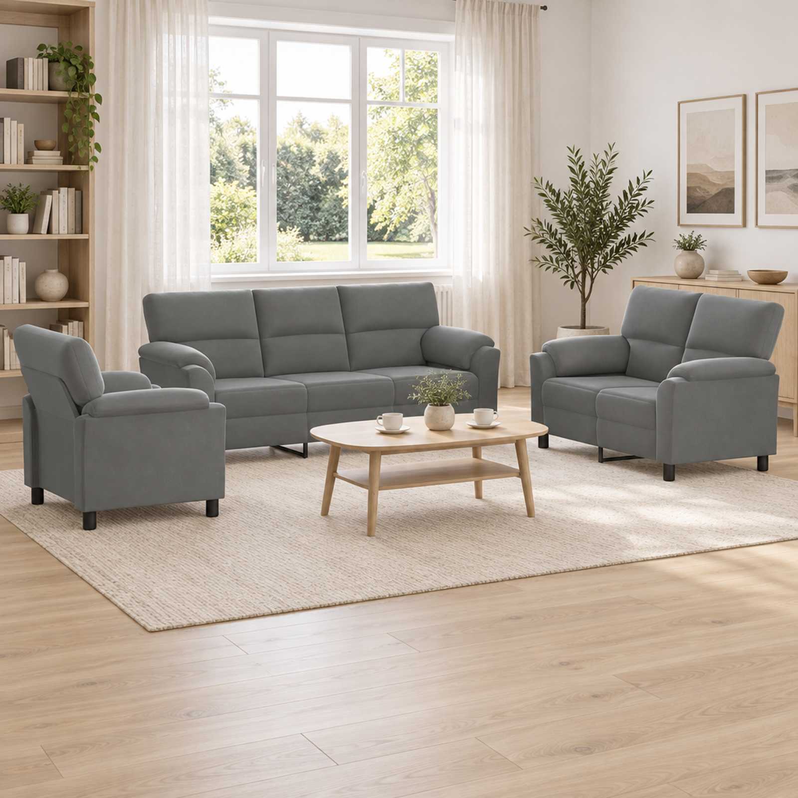 vidaXL Σετ Καναπέ 3 pcs Σκούρο Γκρι Βελούδο