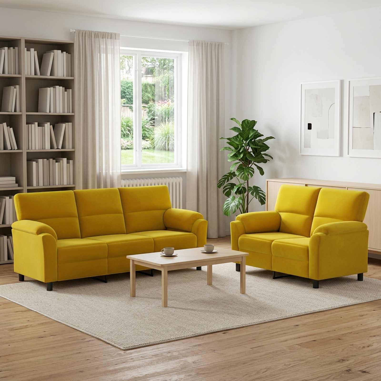 vidaXL Σετ Καναπέ 2 pcs Κίτρινο Βελούδο