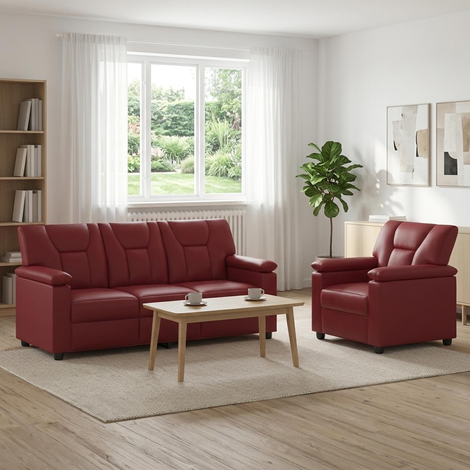 vidaXL Σετ Καναπέ 2 pcs Κόκκινο Τεχνητό Δέρμα