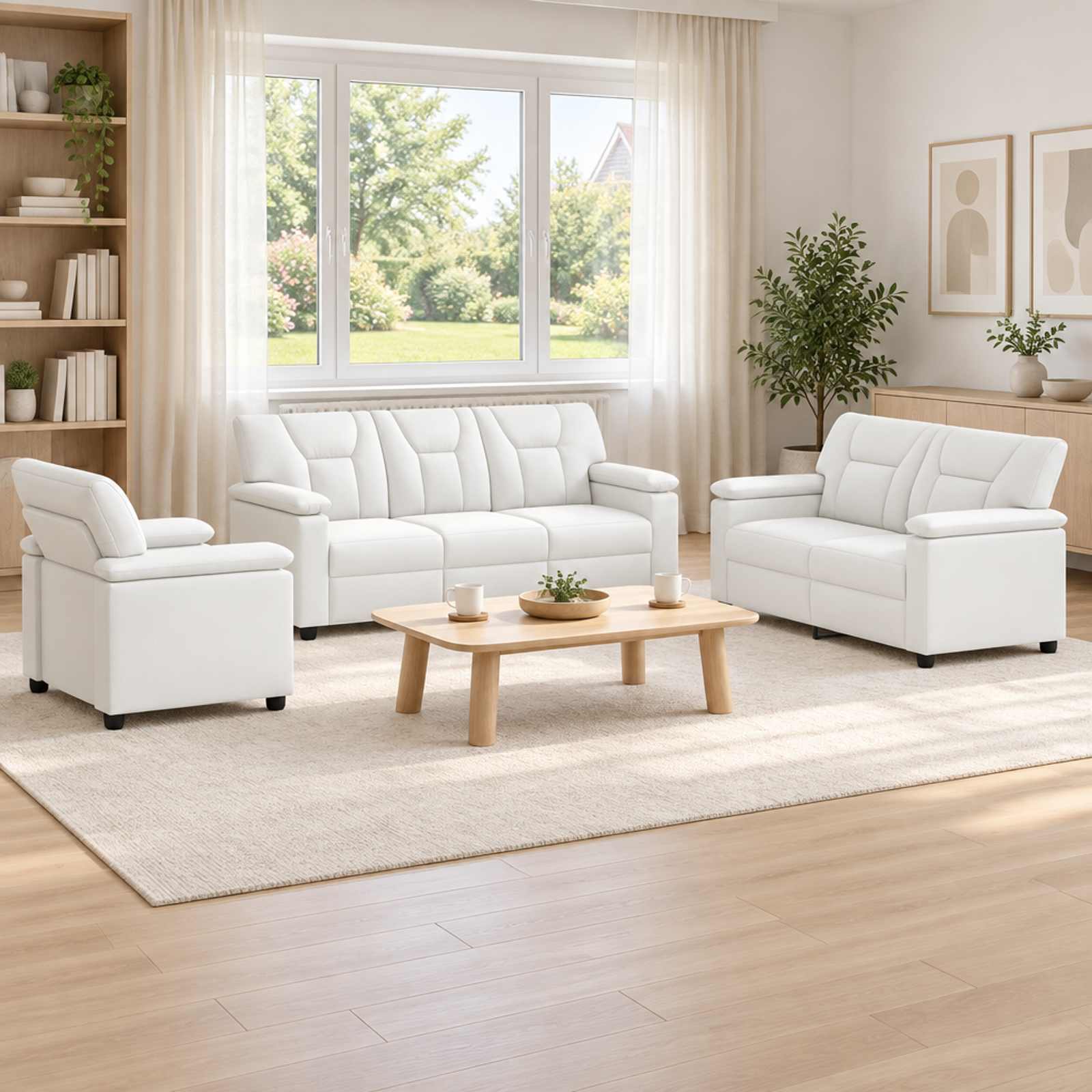 vidaXL Σετ Καναπέ 3 pcs Λευκό Τεχνητό Δέρμα