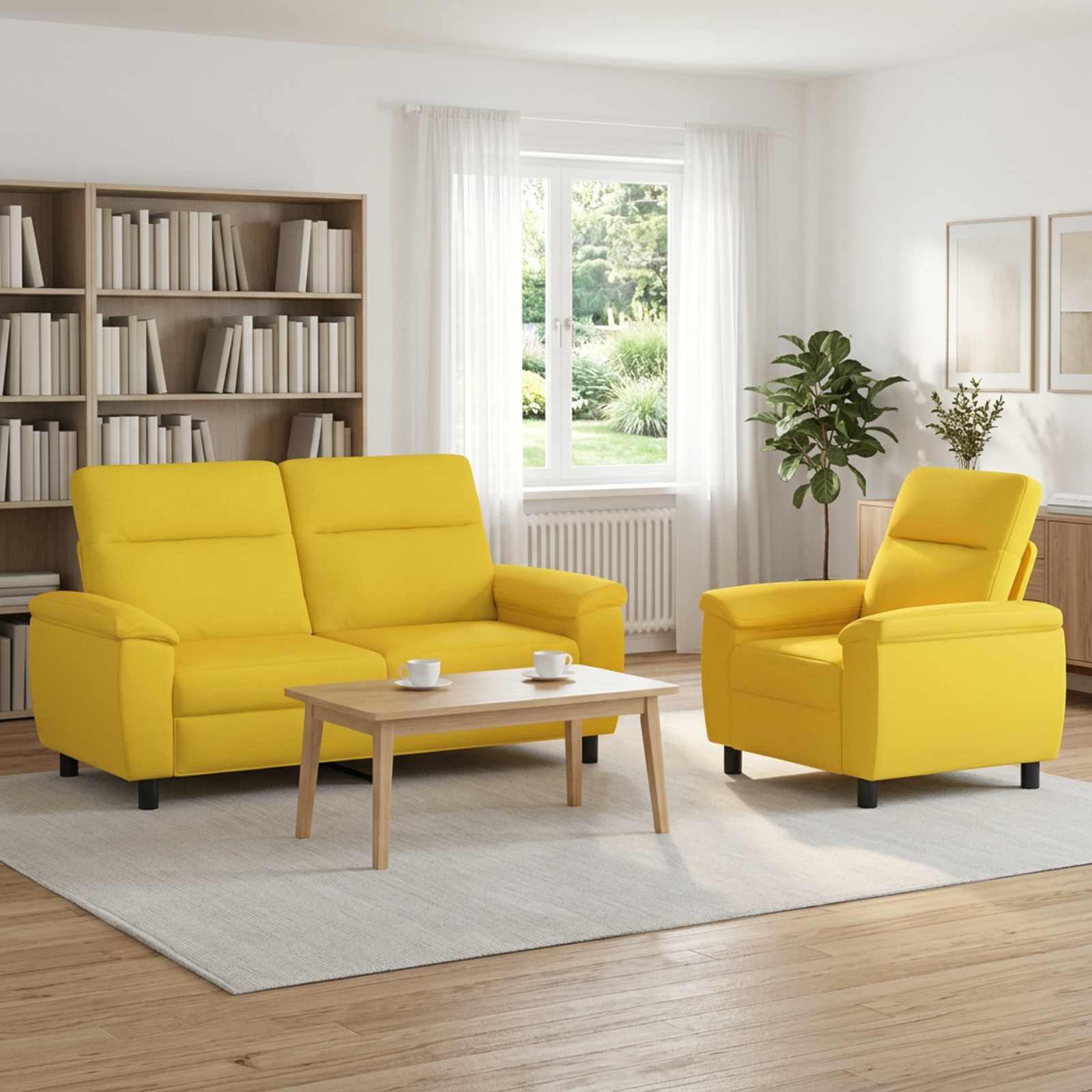 vidaXL Σετ Καναπέ 2 pcs Απαλό Κίτρινο Ύφασμα