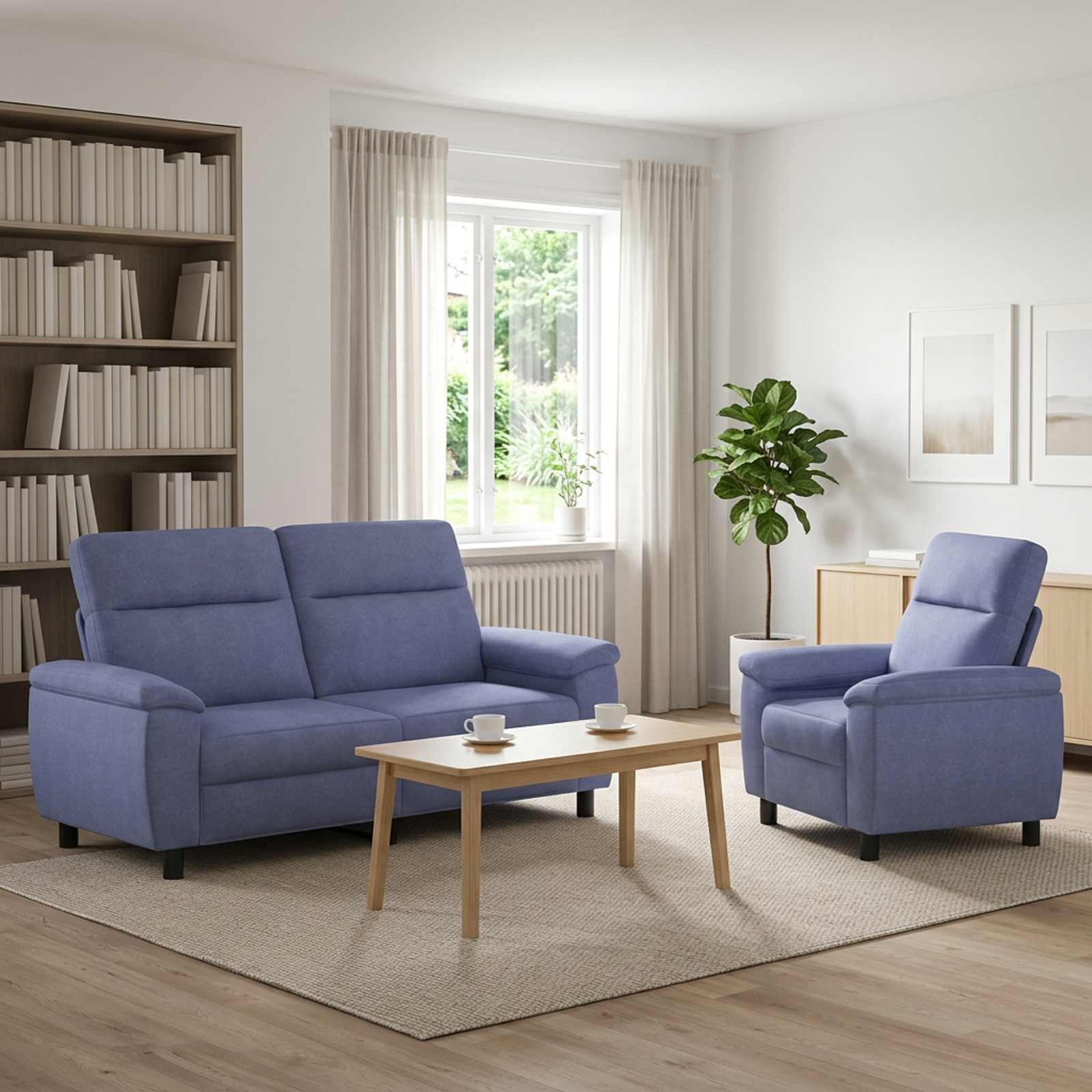 vidaXL Σετ Καναπέ 2 pcs Μπλε τζην Ύφασμα