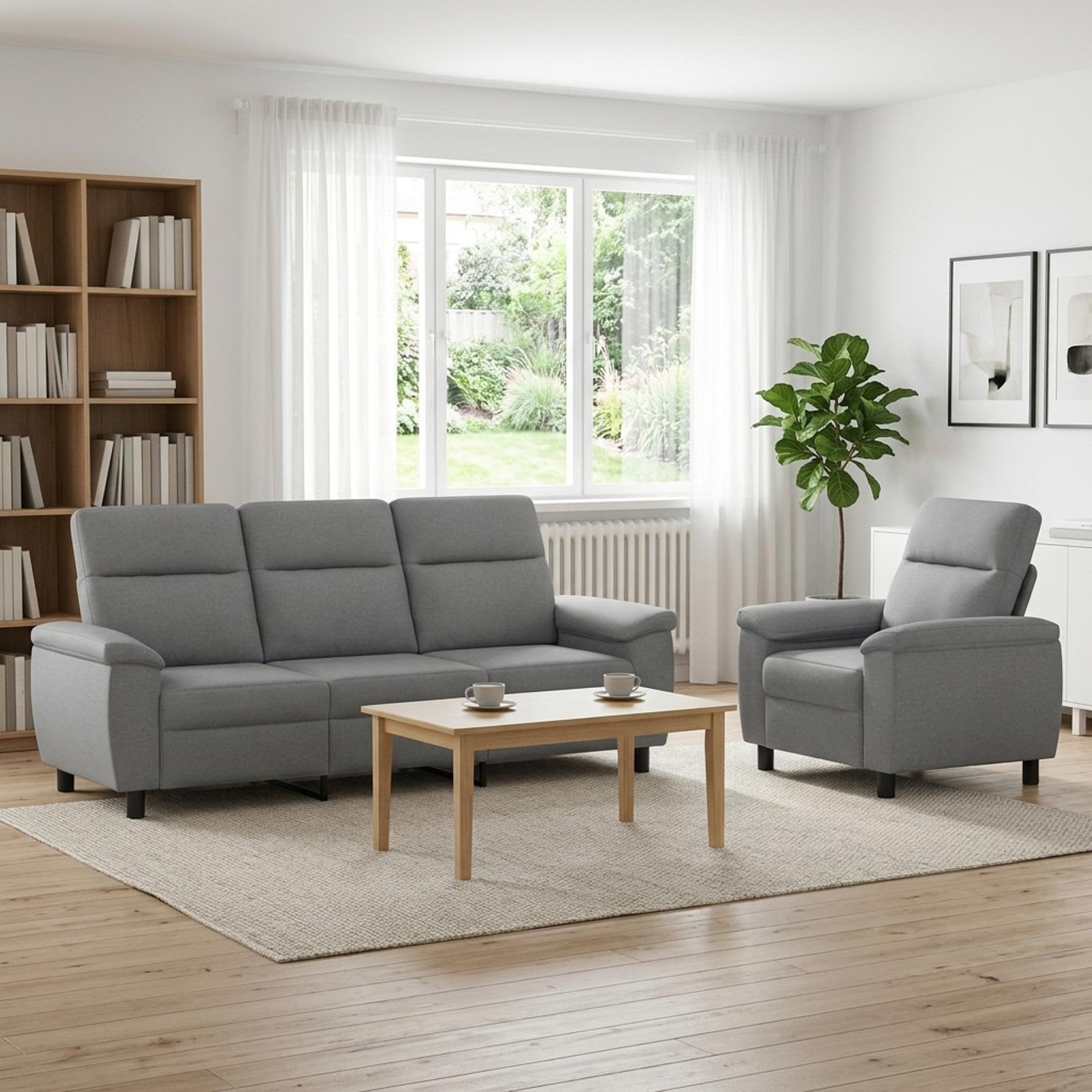vidaXL Σετ Καναπέ 2 pcs Ανοιχτό γκρι Ύφασμα