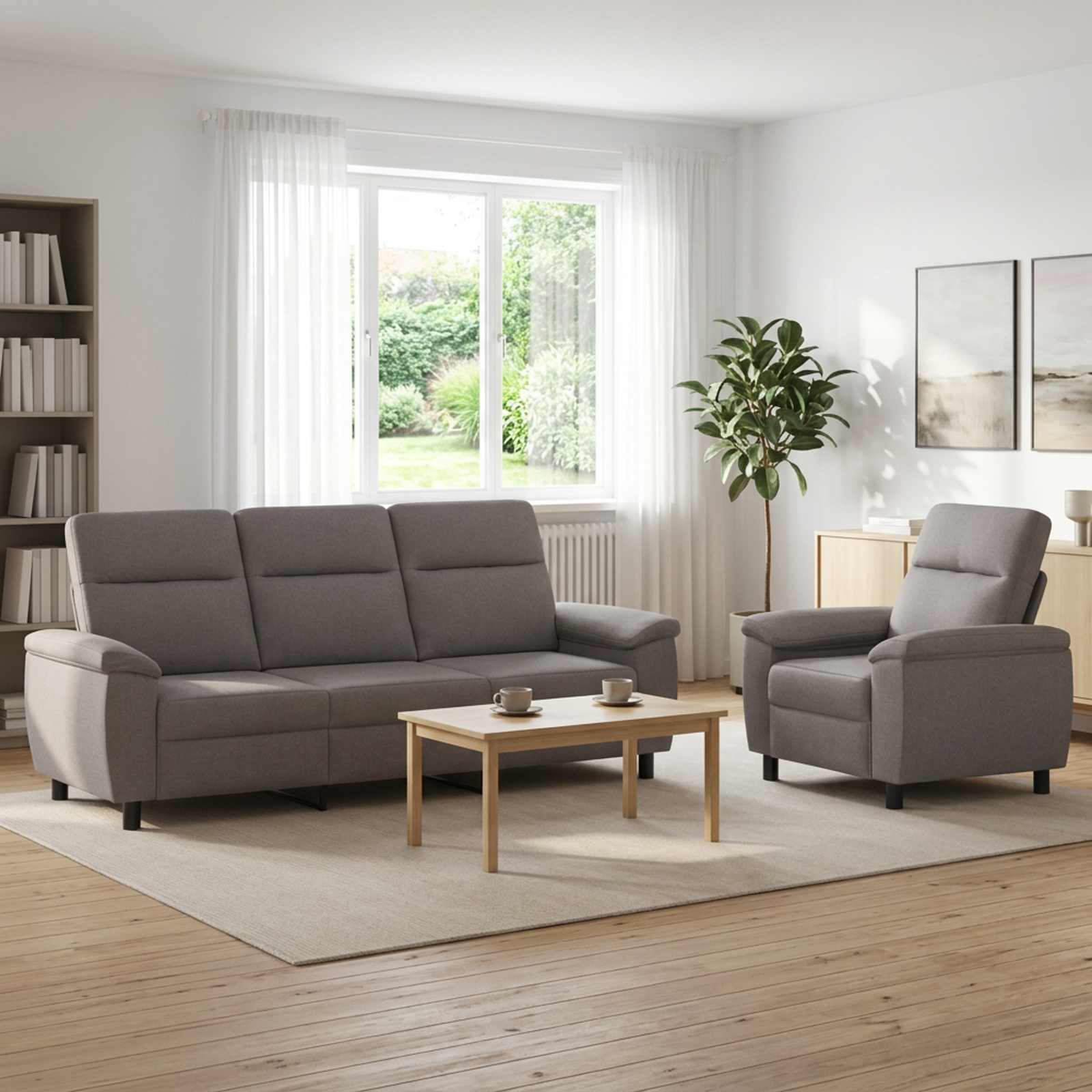 vidaXL Σετ Καναπέ 2 pcs Taupe Ύφασμα