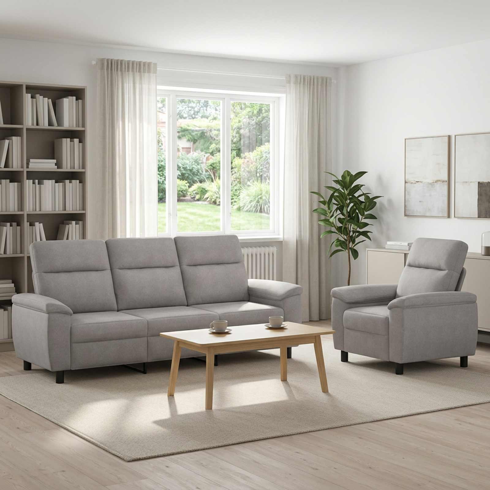 vidaXL Σετ Καναπέ 2 pcs Σκίουρος Γκρί Ύφασμα