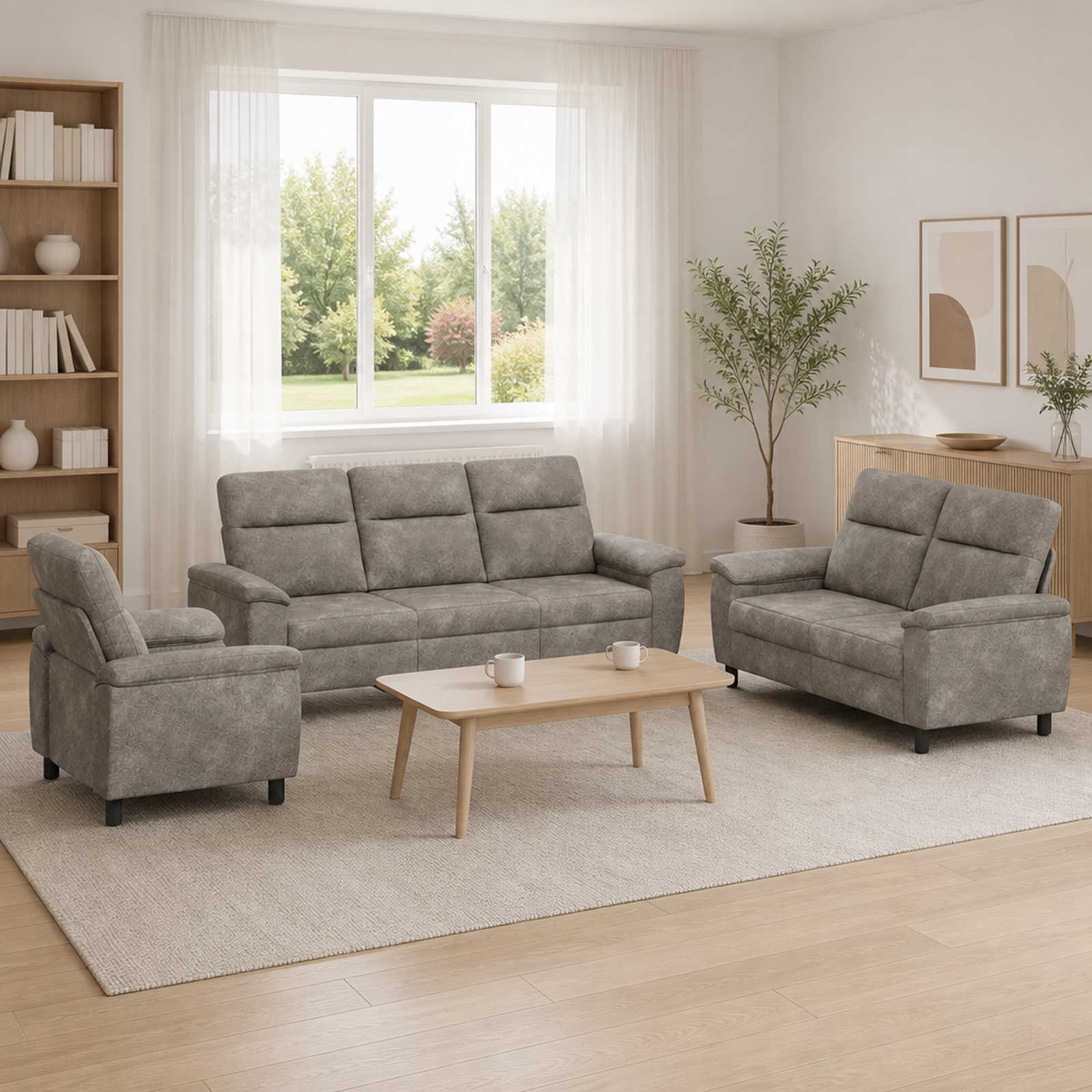 vidaXL Σετ Καναπέ 3 pcs Ανοιχτό γκρι Φιλικό Δερμάτινο Σουέντ