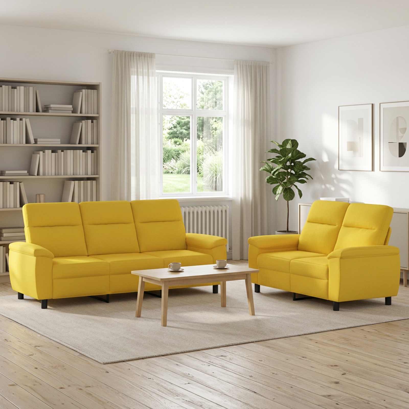 vidaXL Σετ Καναπέ 2 pcs Απαλό Κίτρινο Ύφασμα
