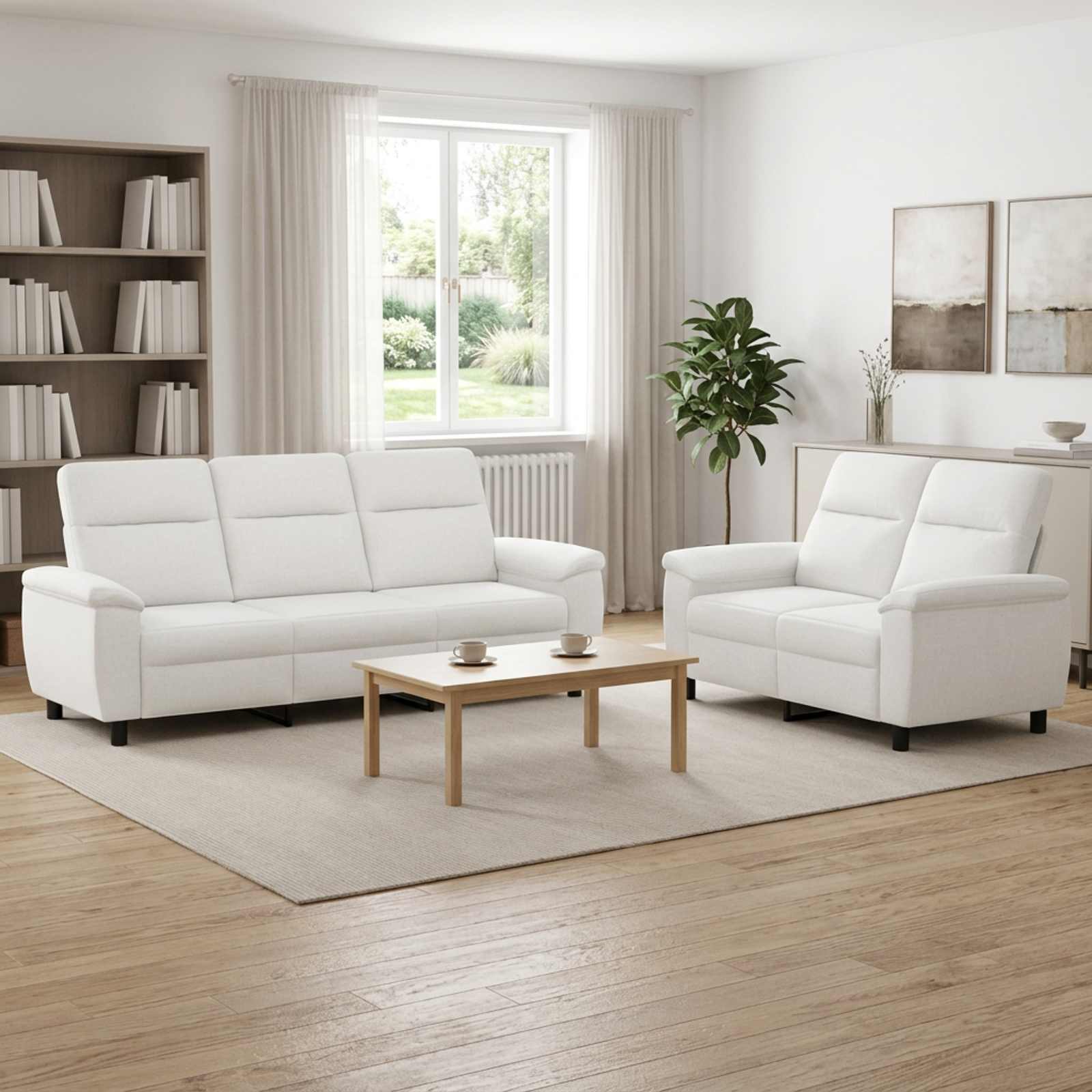 vidaXL Σετ Καναπέ 2 pcs Λευκό Ύφασμα