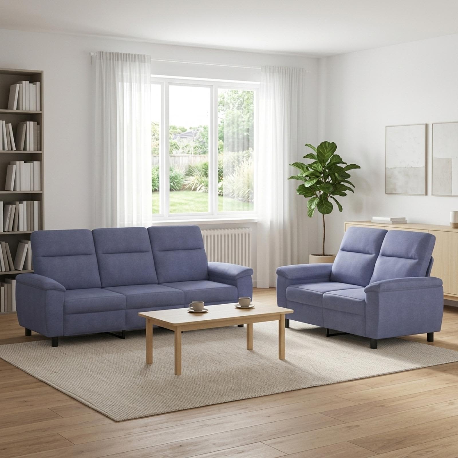vidaXL Σετ Καναπέ 2 pcs Μπλε τζην Ύφασμα
